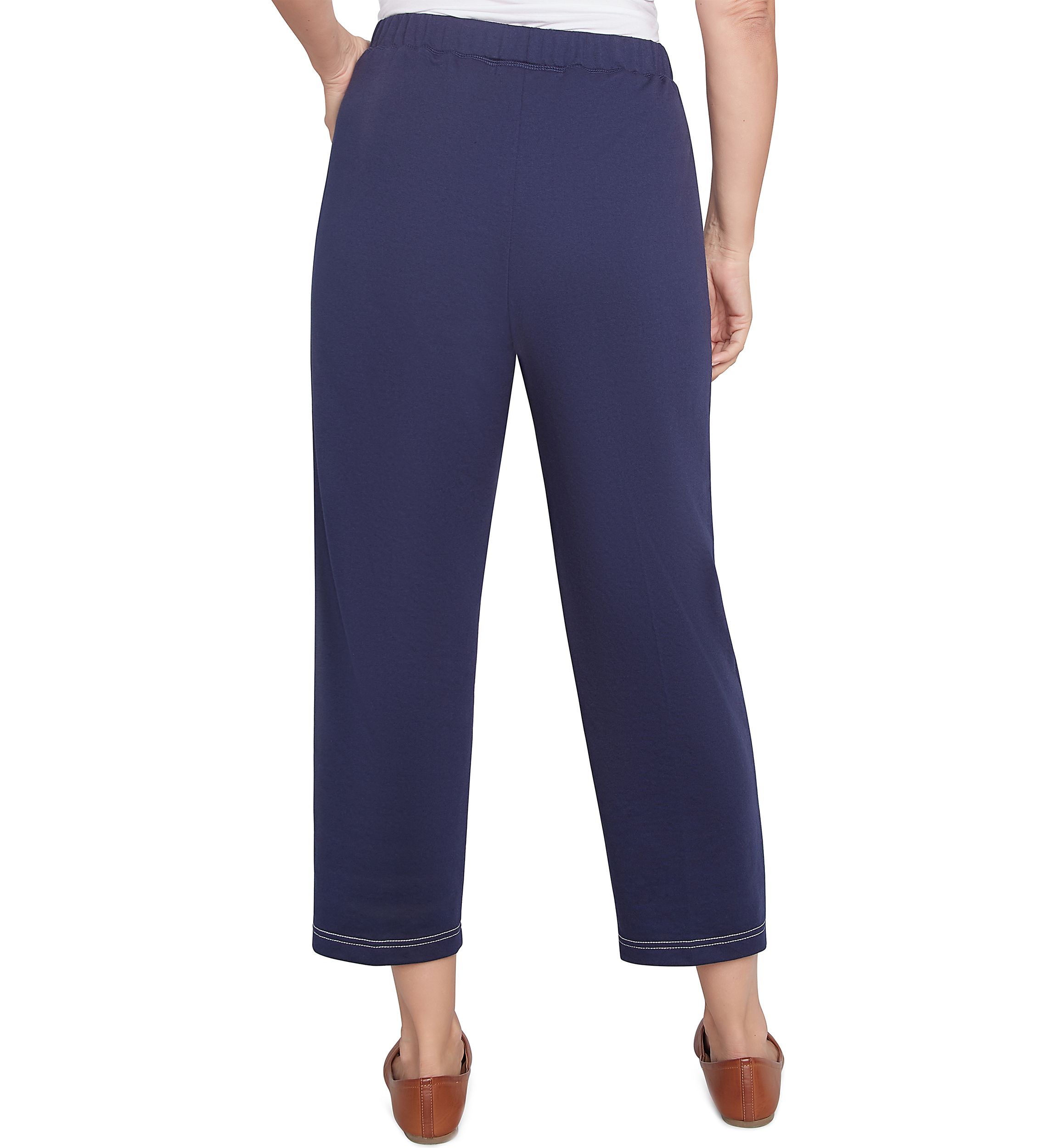 Womens Block Island Embroidered Daisies Ankle Pants