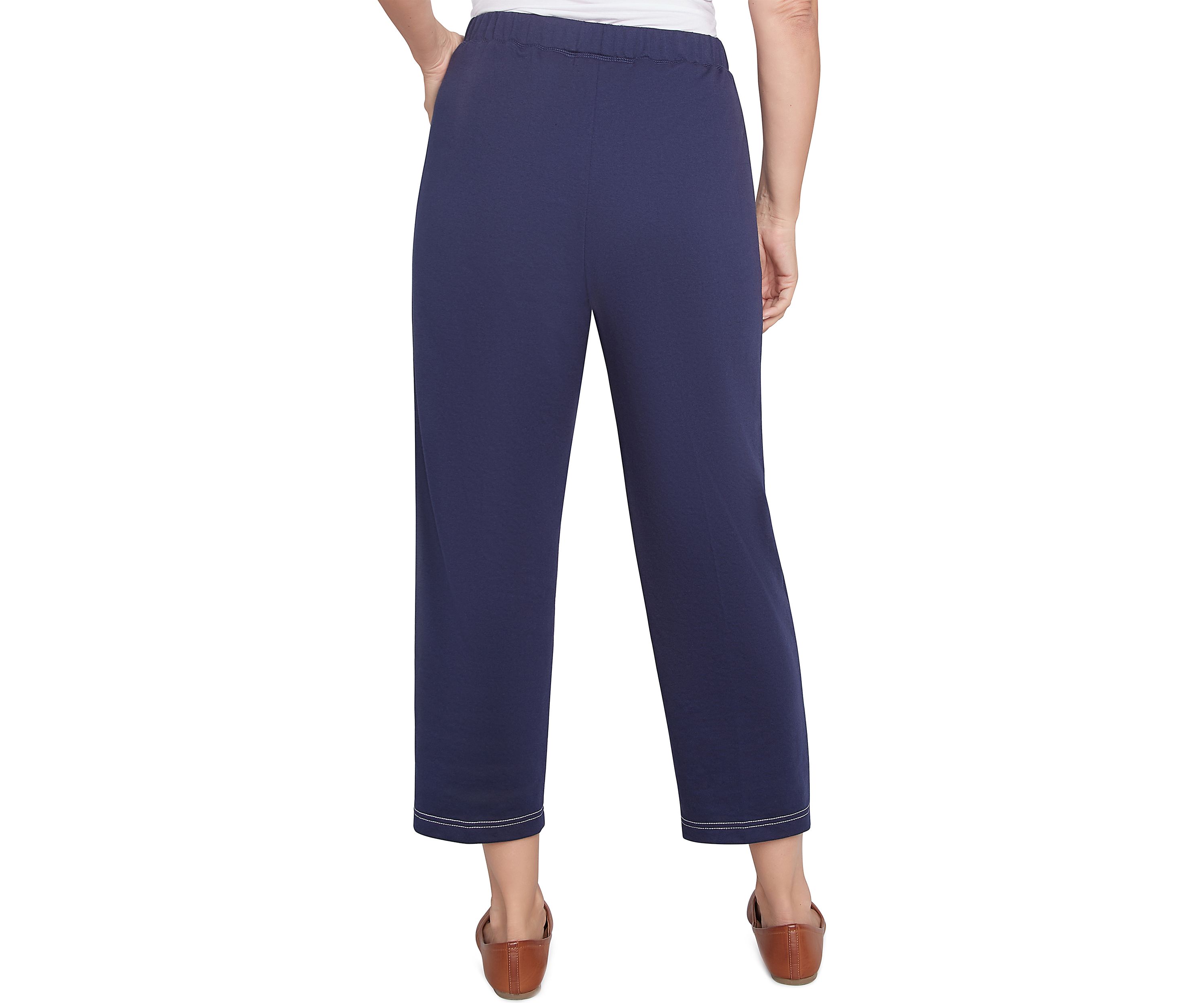 Womens Block Island Embroidered Daisies Ankle Pants