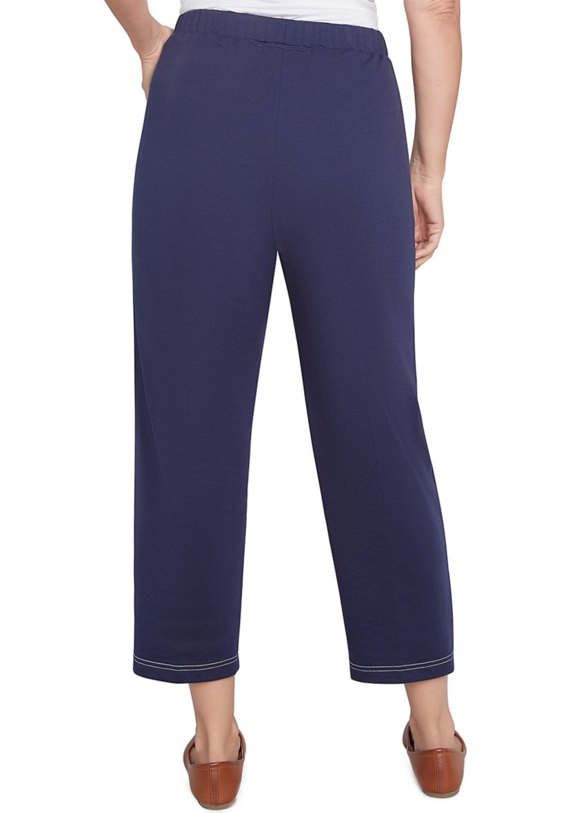 Womens Block Island Embroidered Daisies Ankle Pants