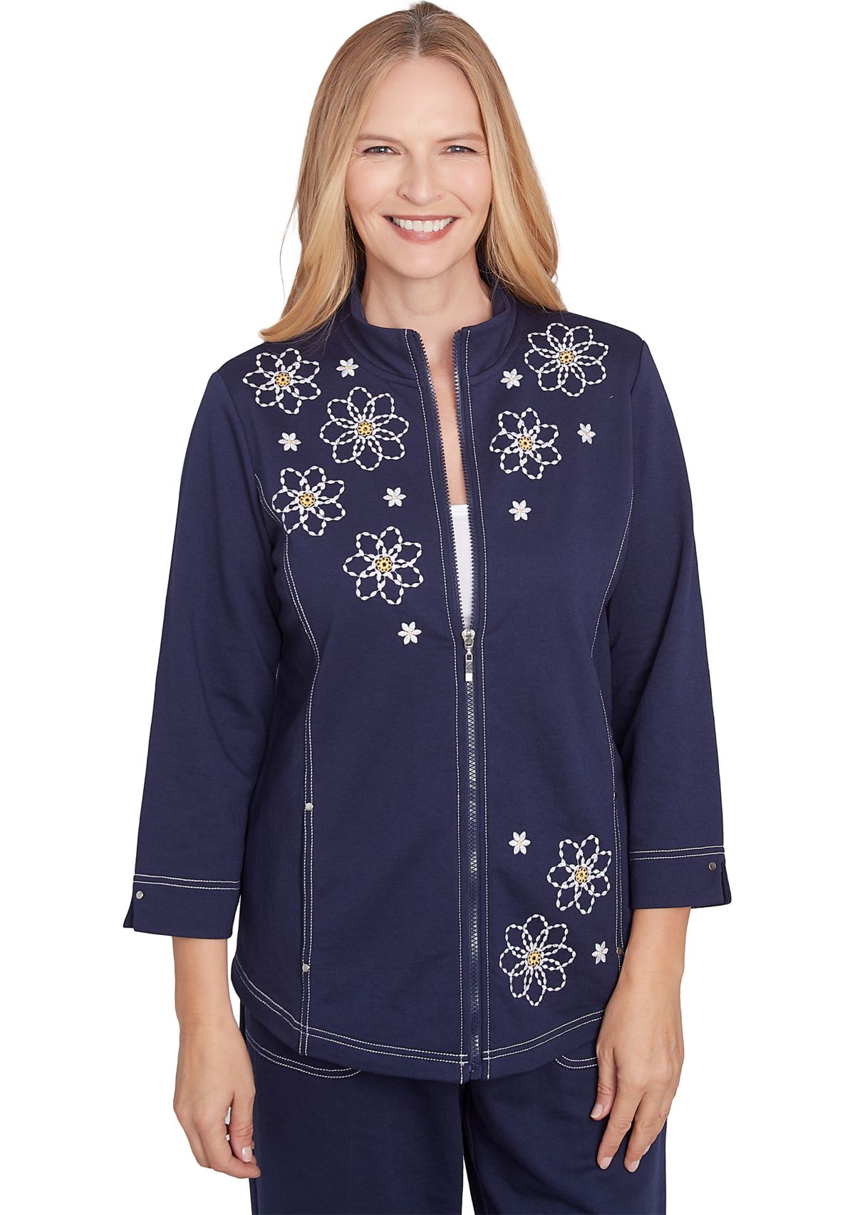 Womens Block Island Embroidered Daisy Jacket