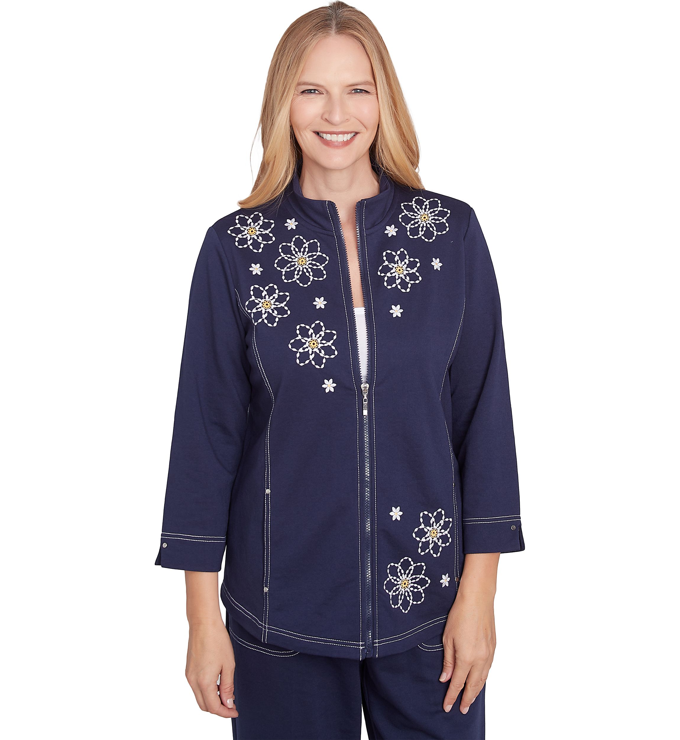 Womens Block Island Embroidered Daisy Jacket