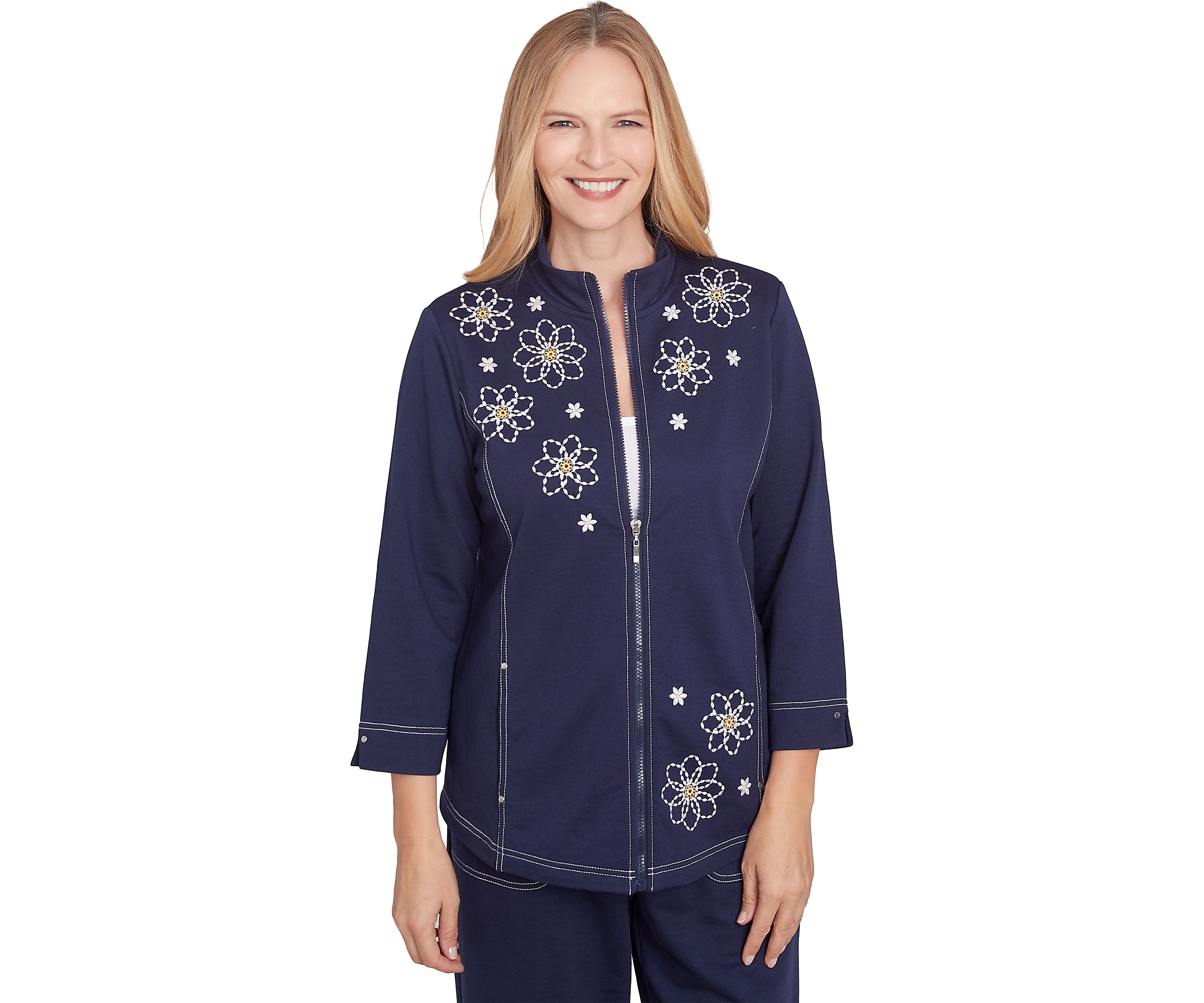 Womens Block Island Embroidered Daisy Jacket