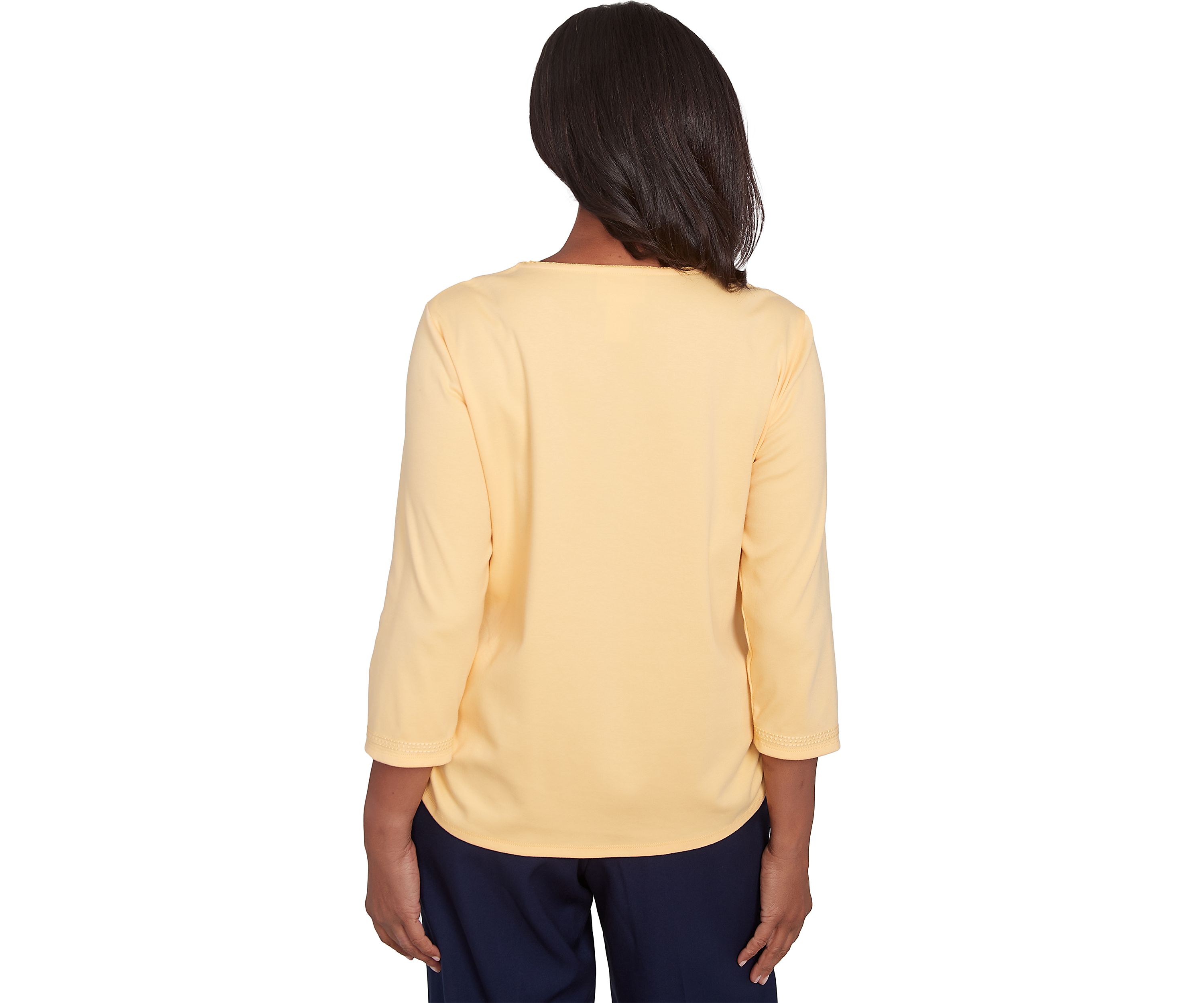 Womens Block Island Tonal Embroidered Yoke Top