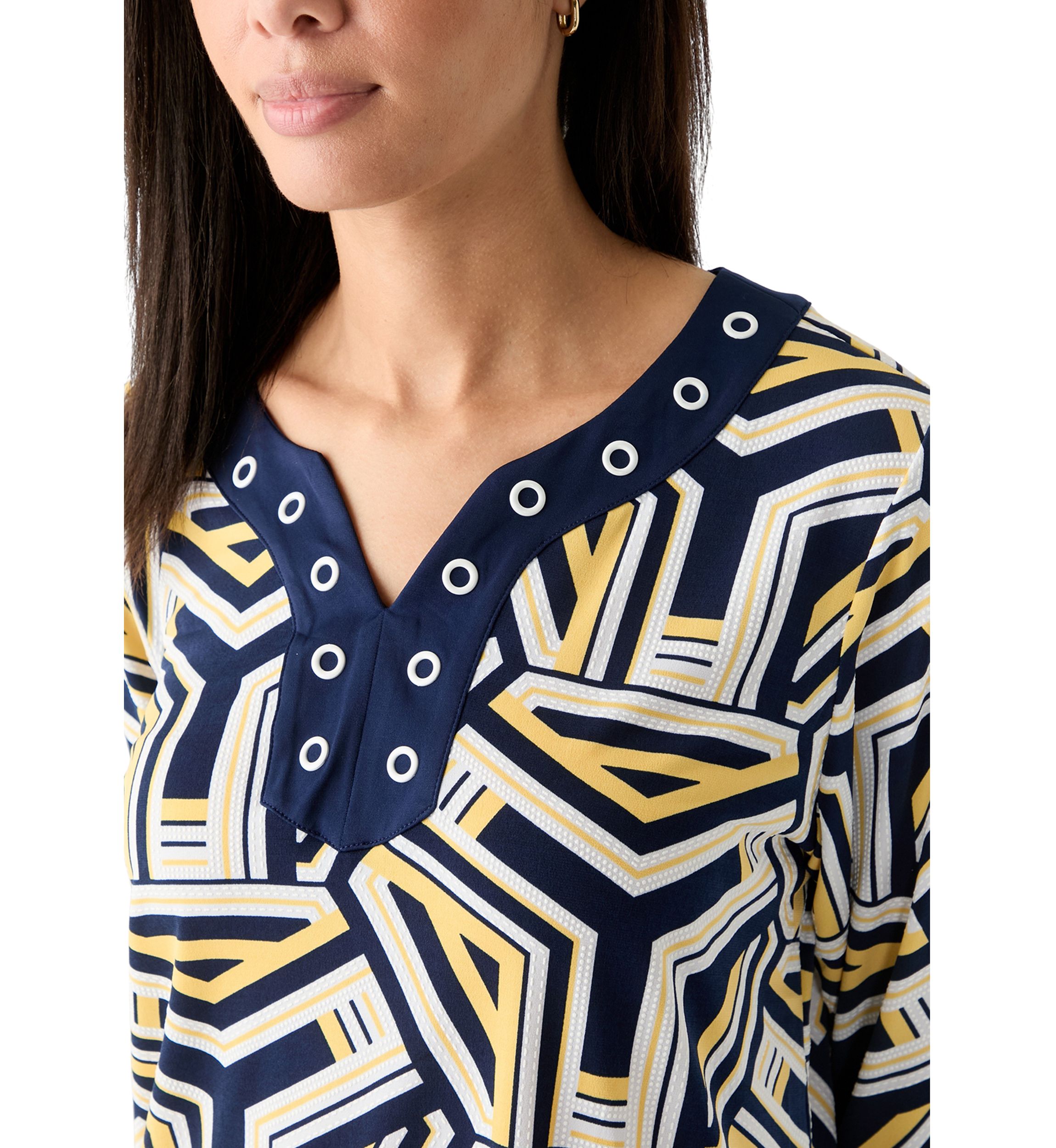 Womens Block Island Geometric With Grommet Trim Top
