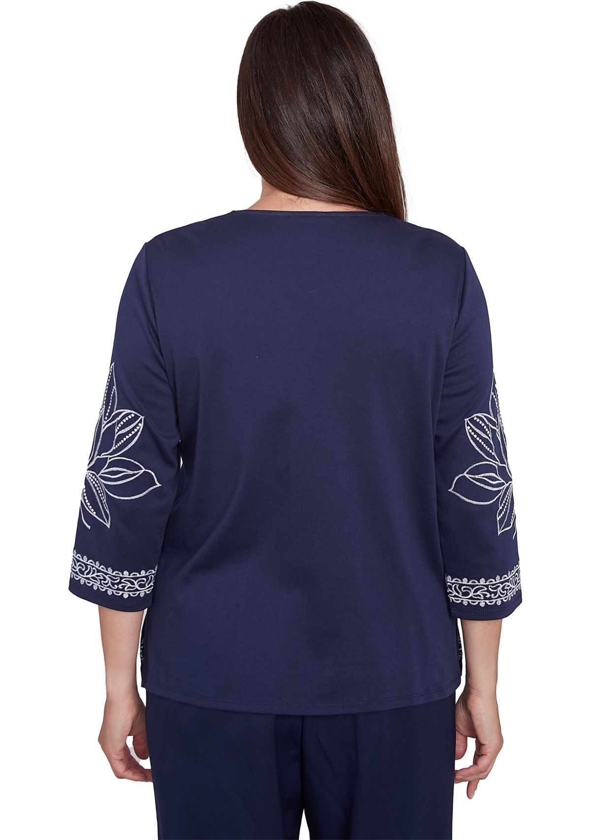 Womens Block Island Exploded Floral Embroidery Top