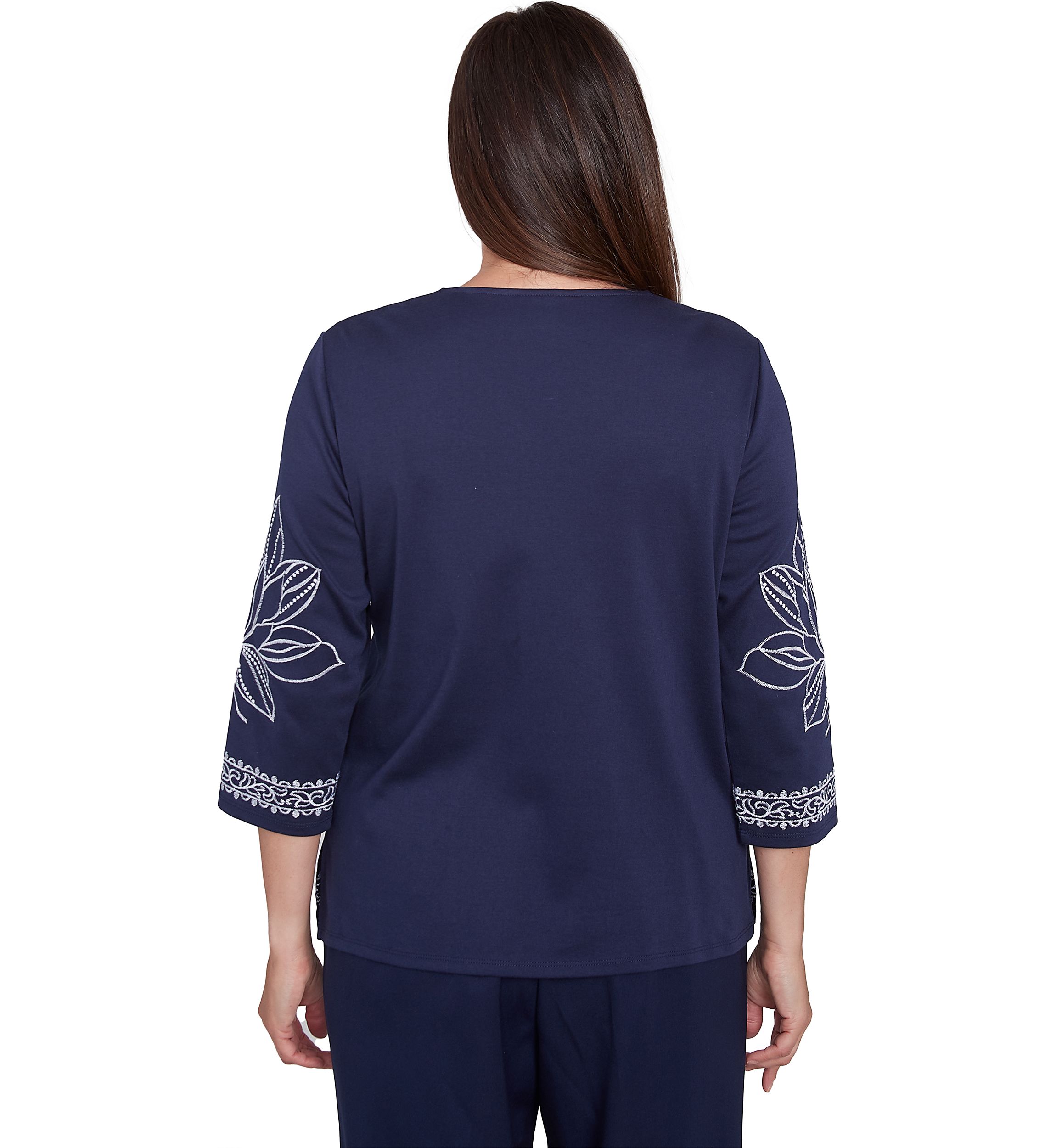 Womens Block Island Exploded Floral Embroidery Top