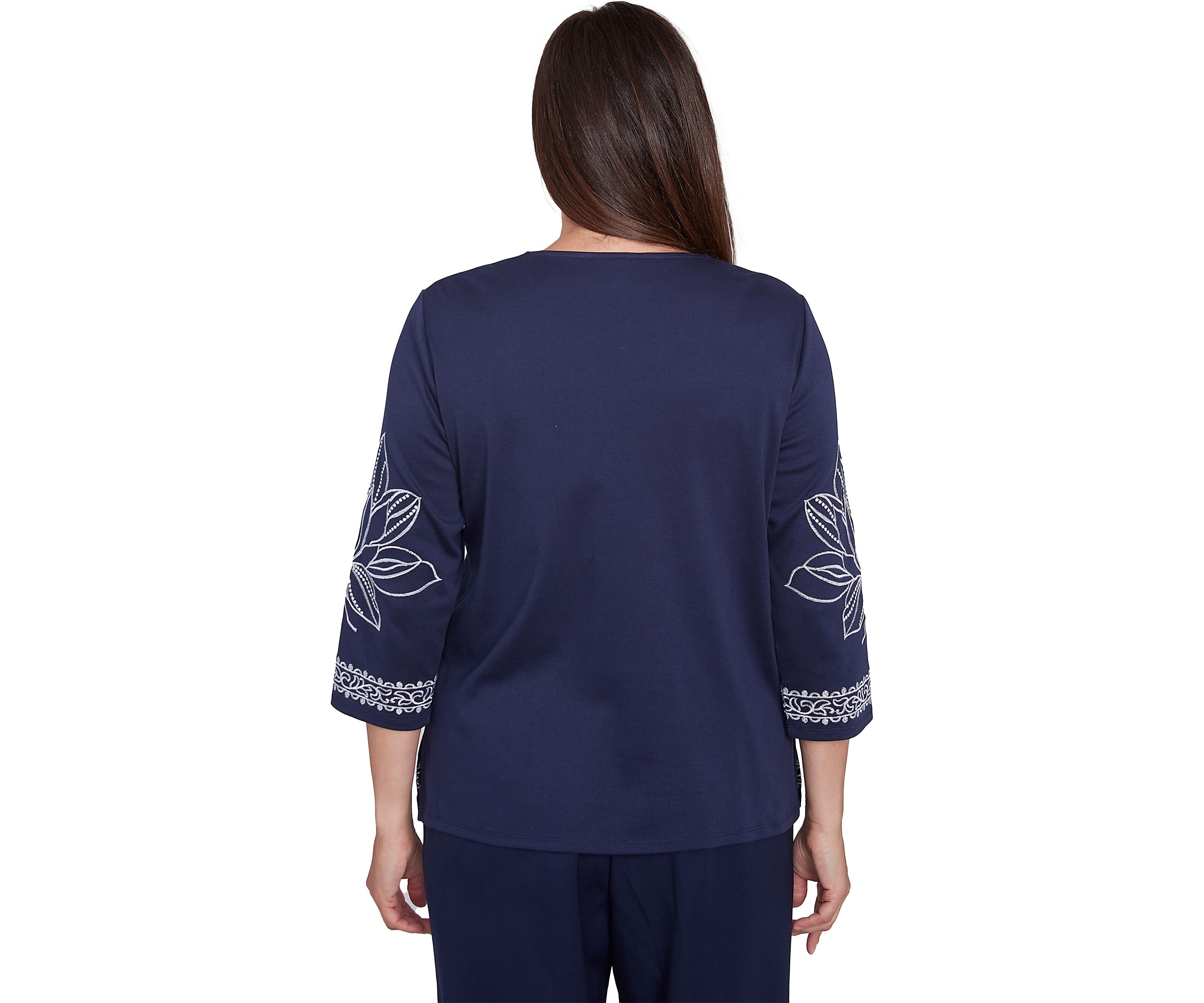 Womens Block Island Exploded Floral Embroidery Top