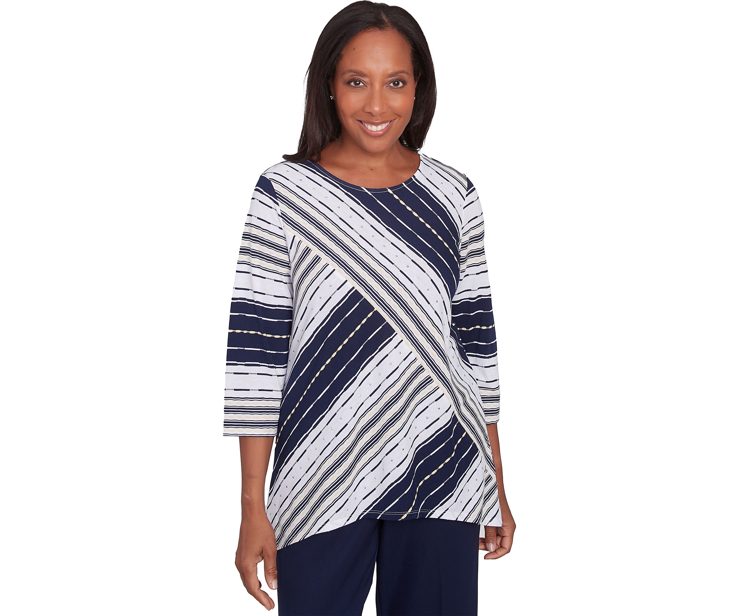 Womens Block Island Spliced Texture Stripe Top 
