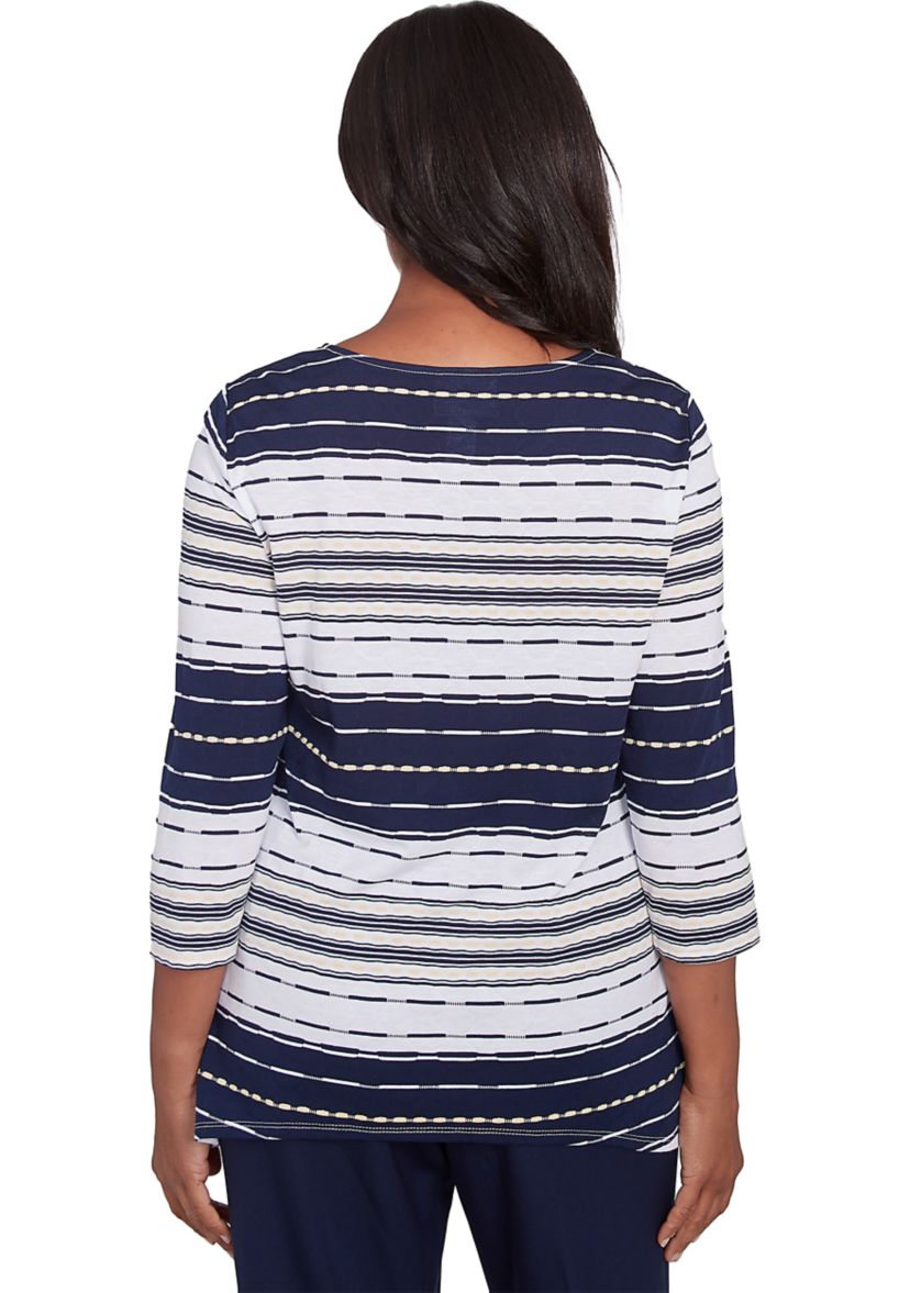 Womens Block Island Spliced Texture Stripe Top 