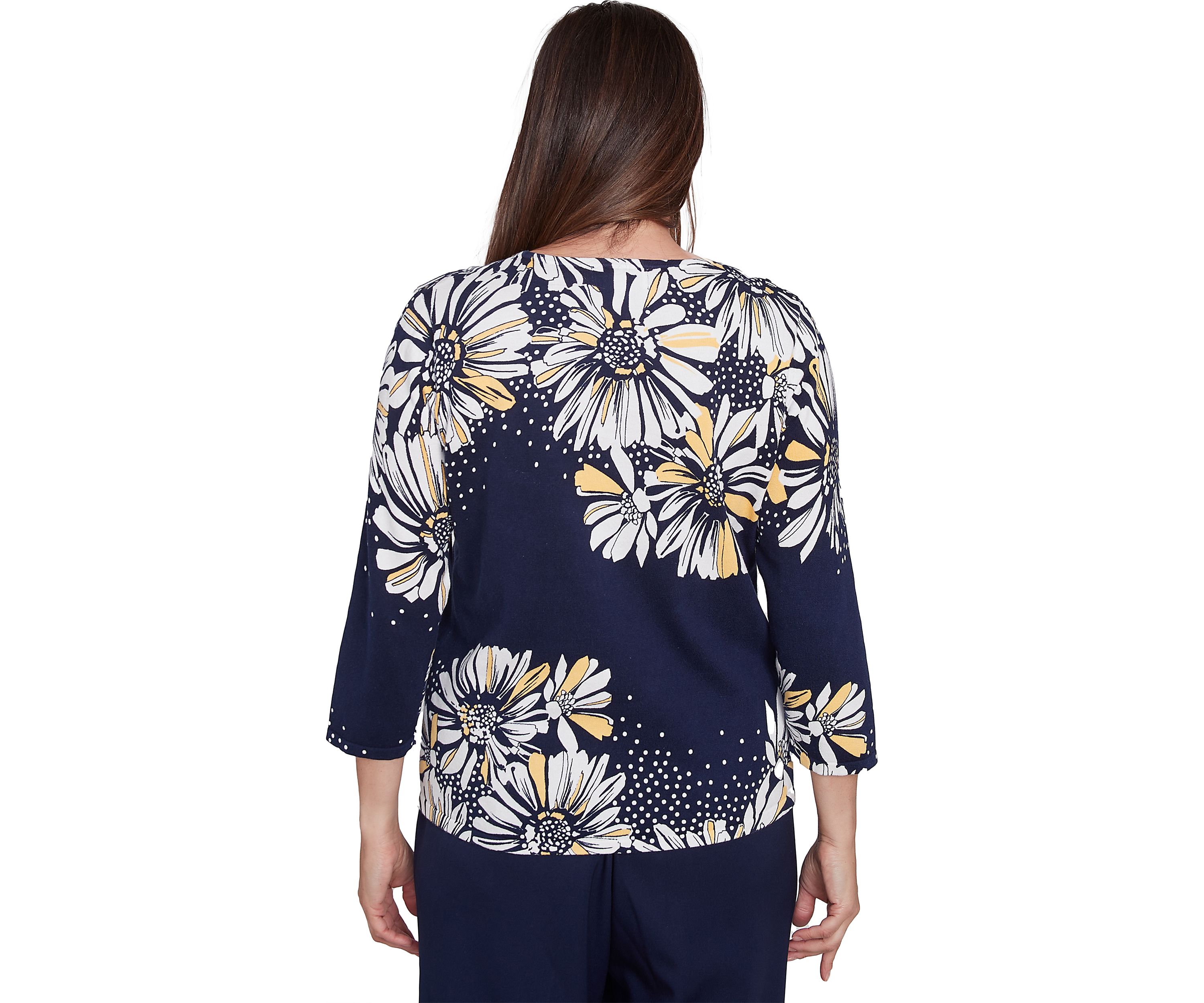 Womens Block Island Daisies Yoke And Border Top