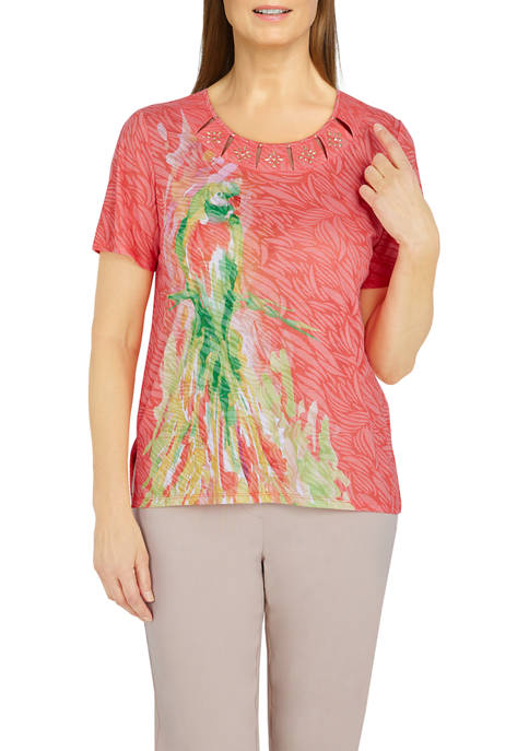 Womens Key Largo Parrot Print Knit Top