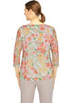 Womens Key Largo Floral Texture Knit Top 