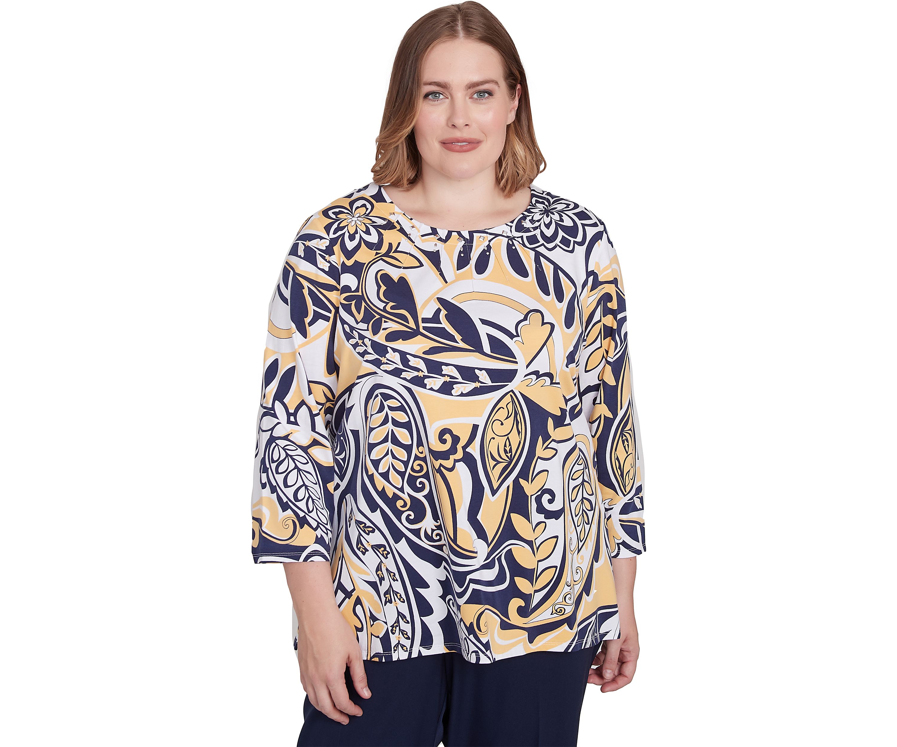 Plus Size Block Island Drama Paisley Top 