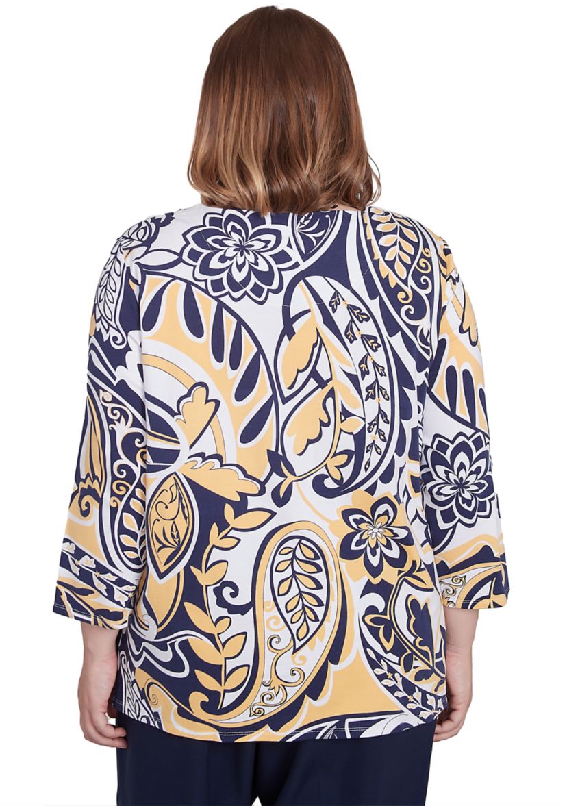 Plus Size Block Island Drama Paisley Top 