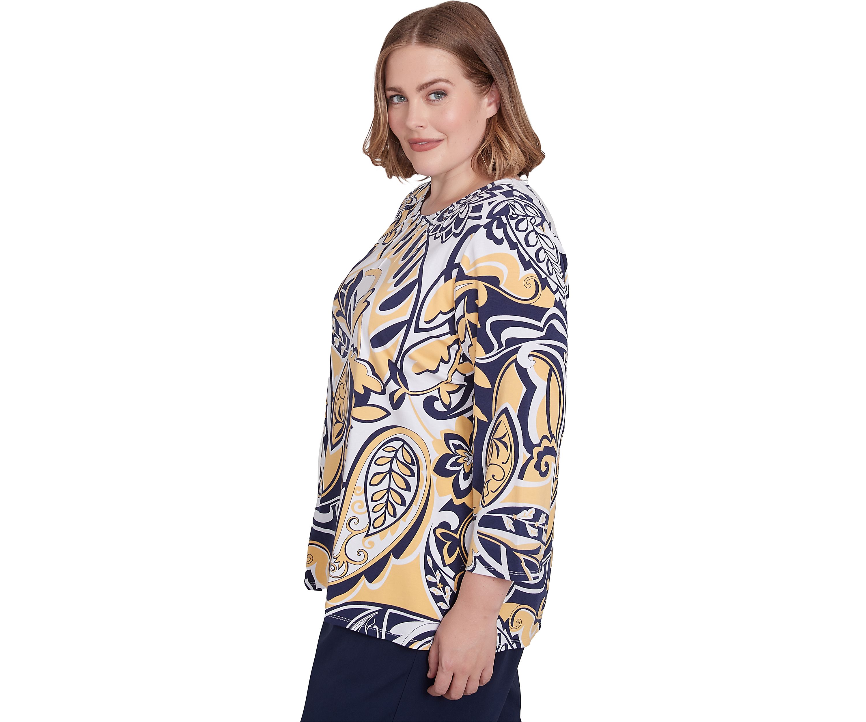 Plus Size Block Island Drama Paisley Top 