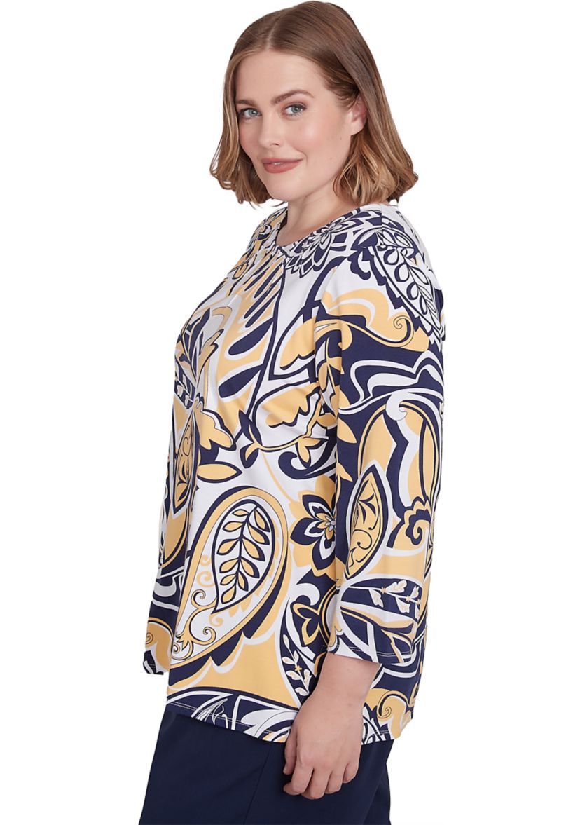 Plus Size Block Island Drama Paisley Top 