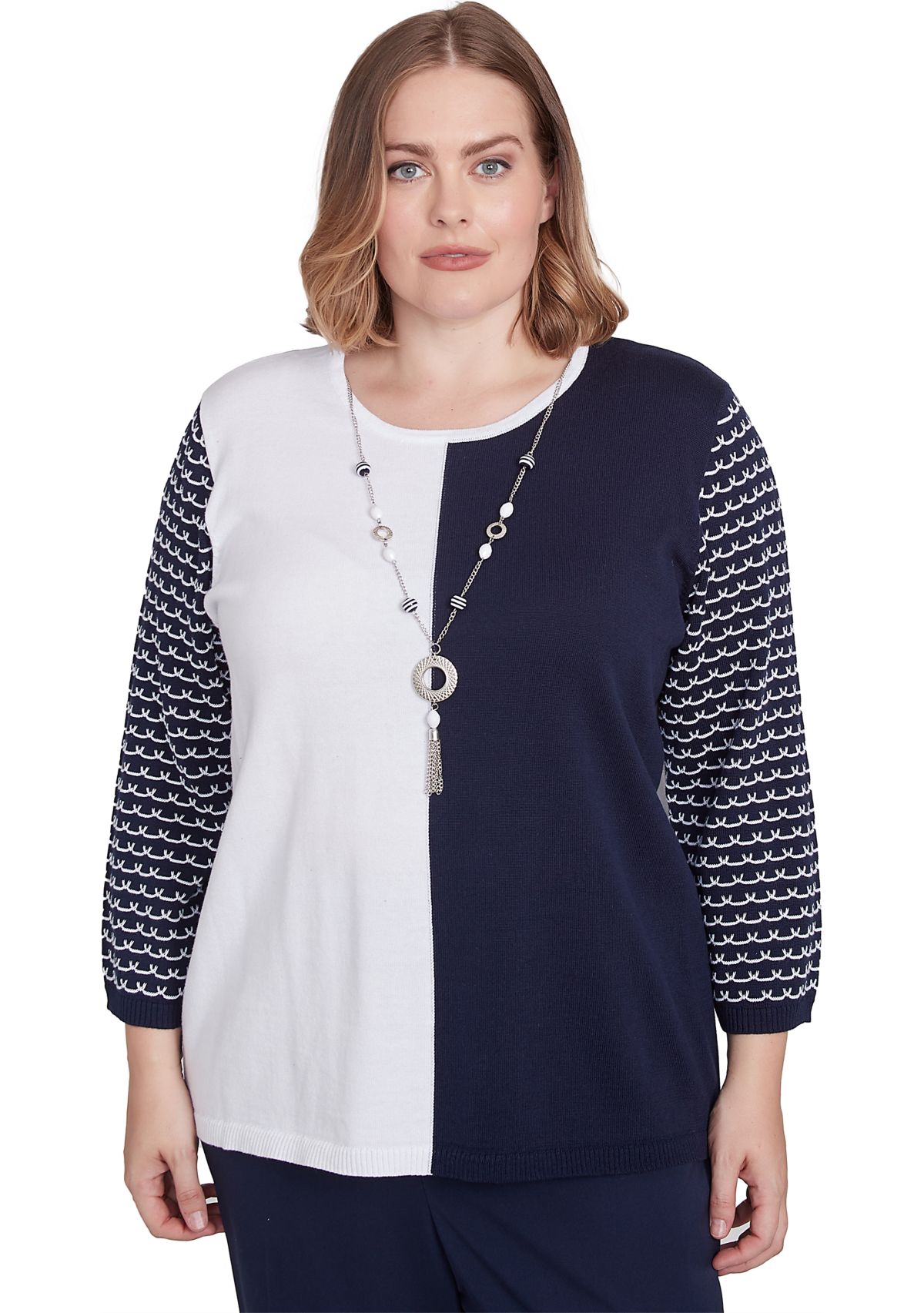 Plus Size Block Island Color Block Sweater 