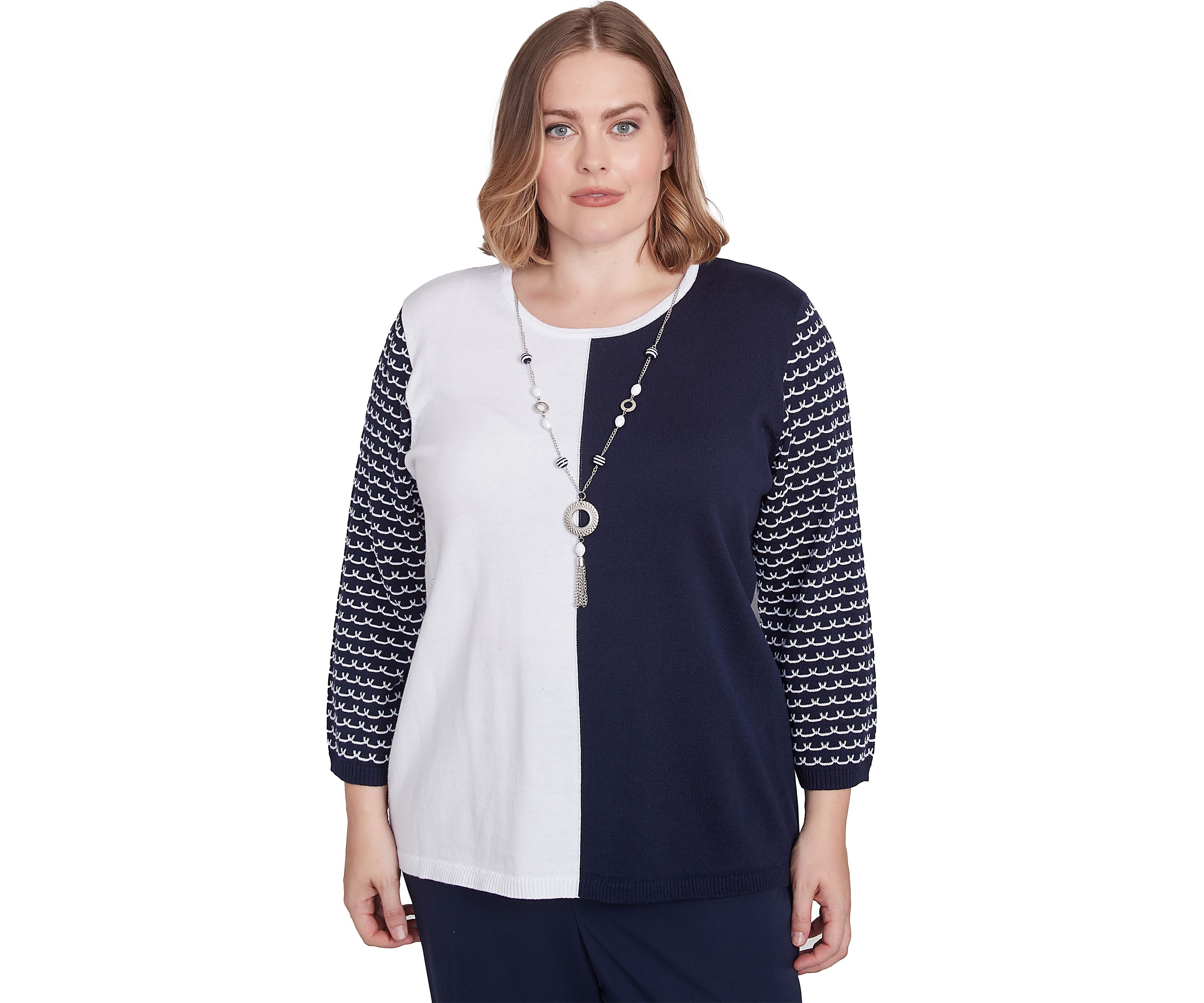 Plus Size Block Island Color Block Sweater 