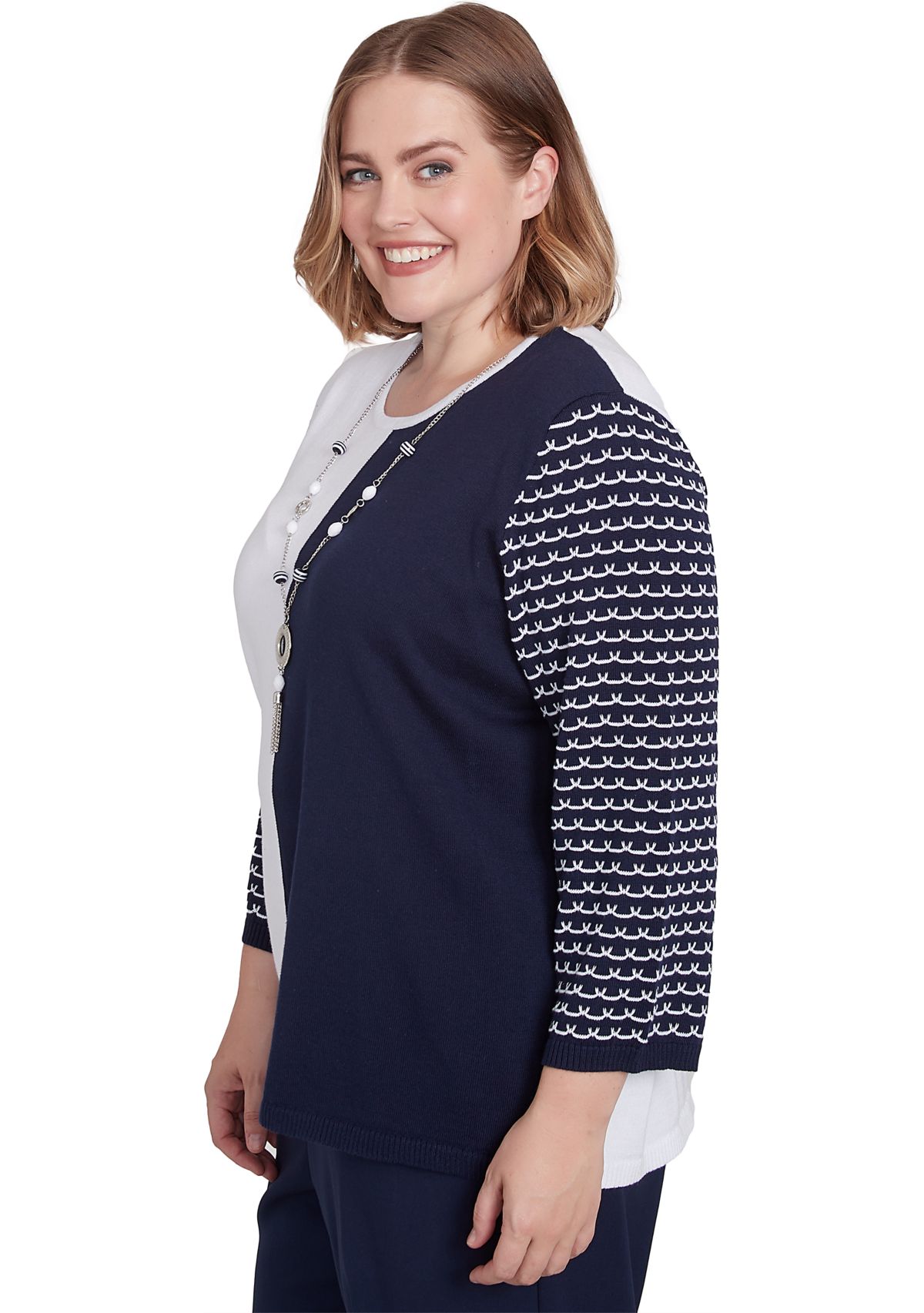 Plus Size Block Island Color Block Sweater 