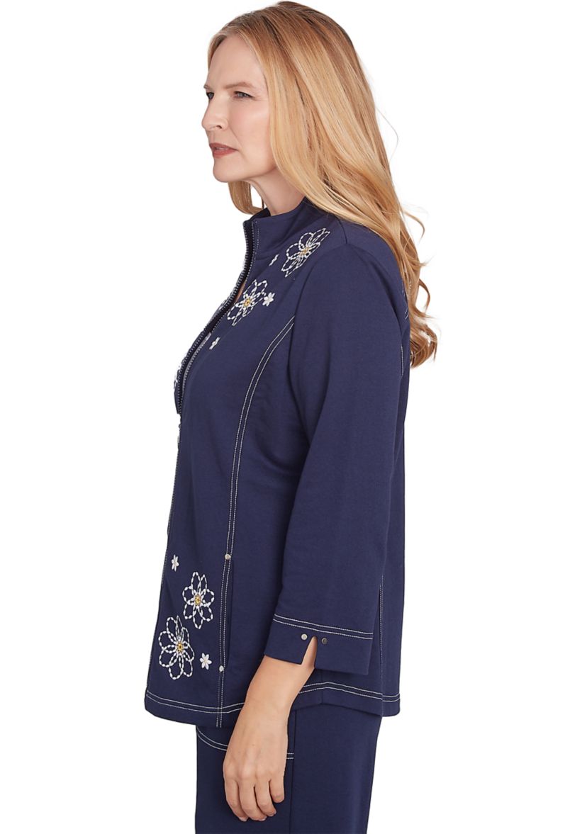 Petite Block Island Embroidered Daisy Jacket