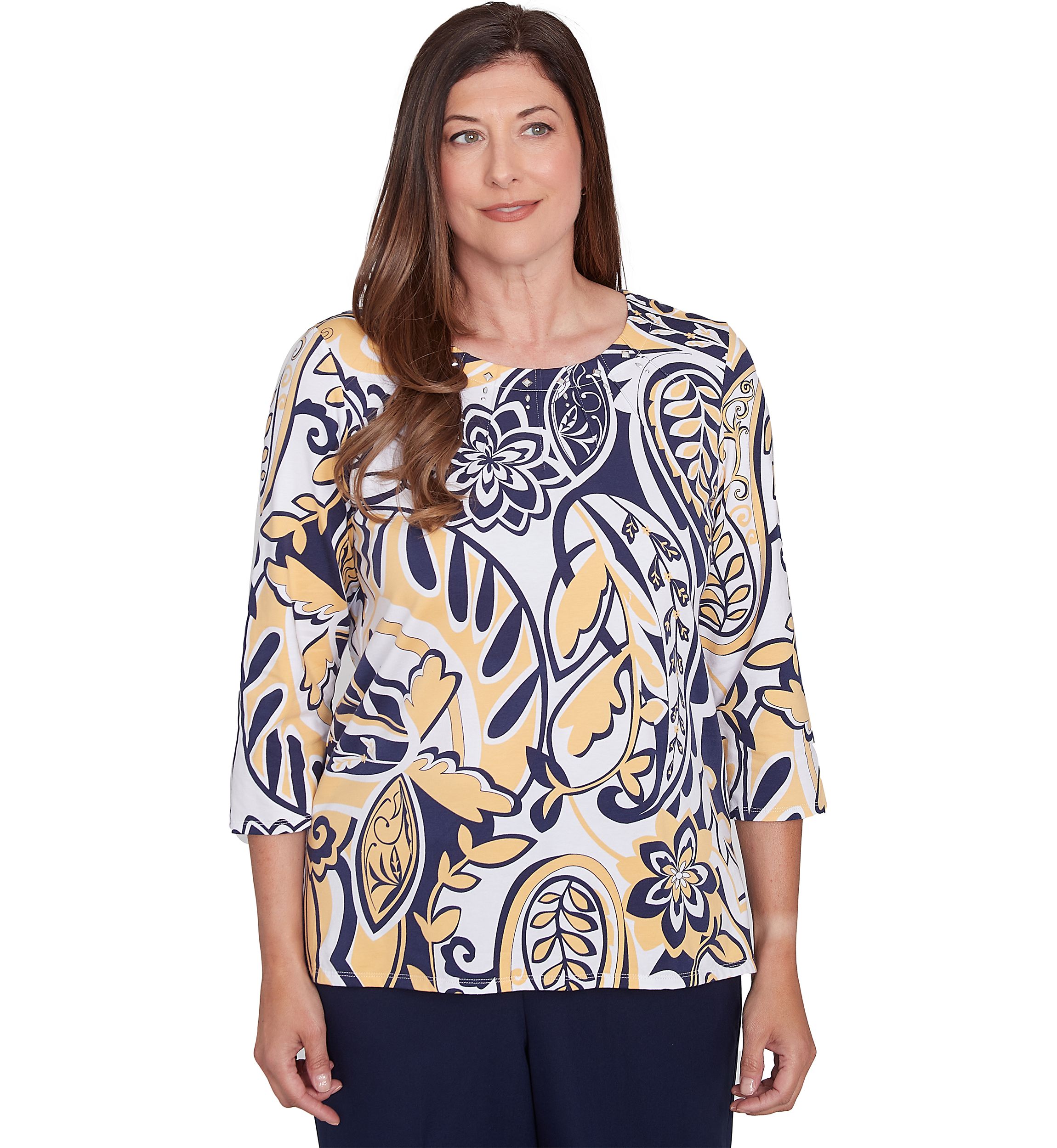 Petite Block Island Drama Paisley Top