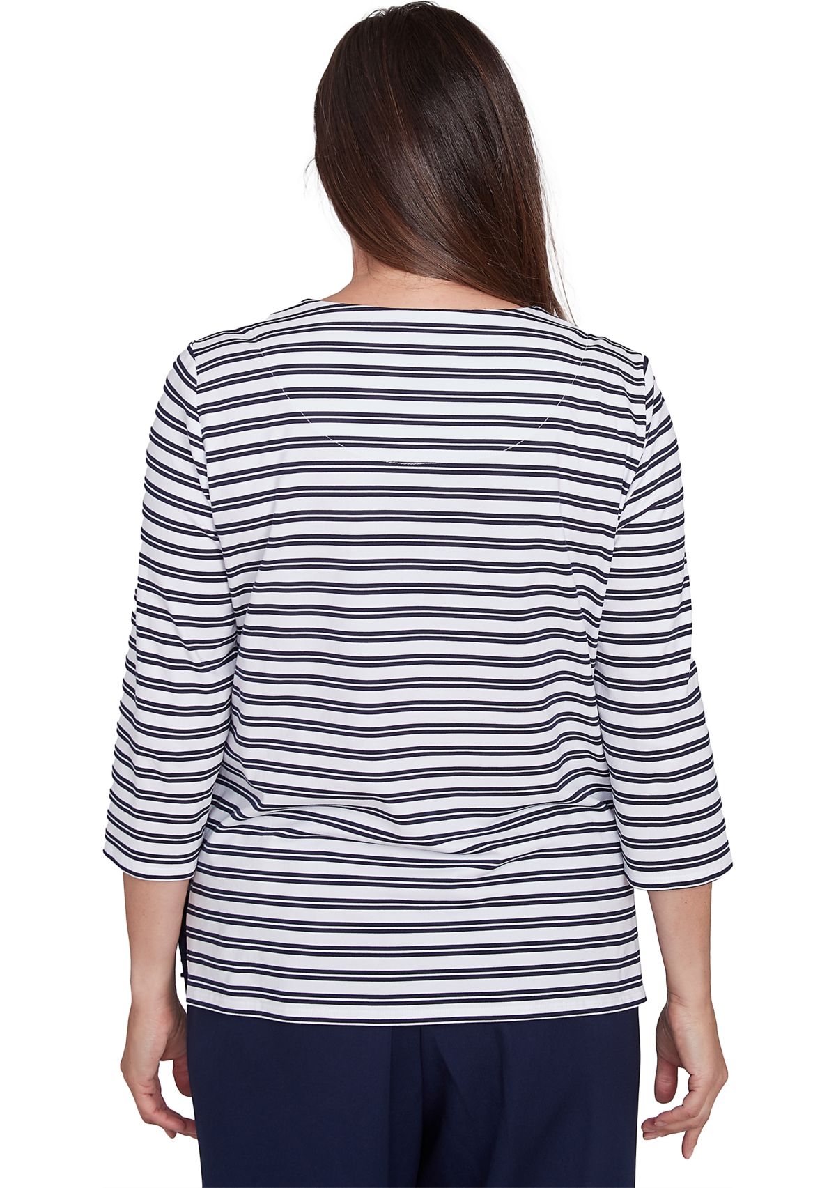 Petite Block Island Stripe with Embroidered Yoke Top 
