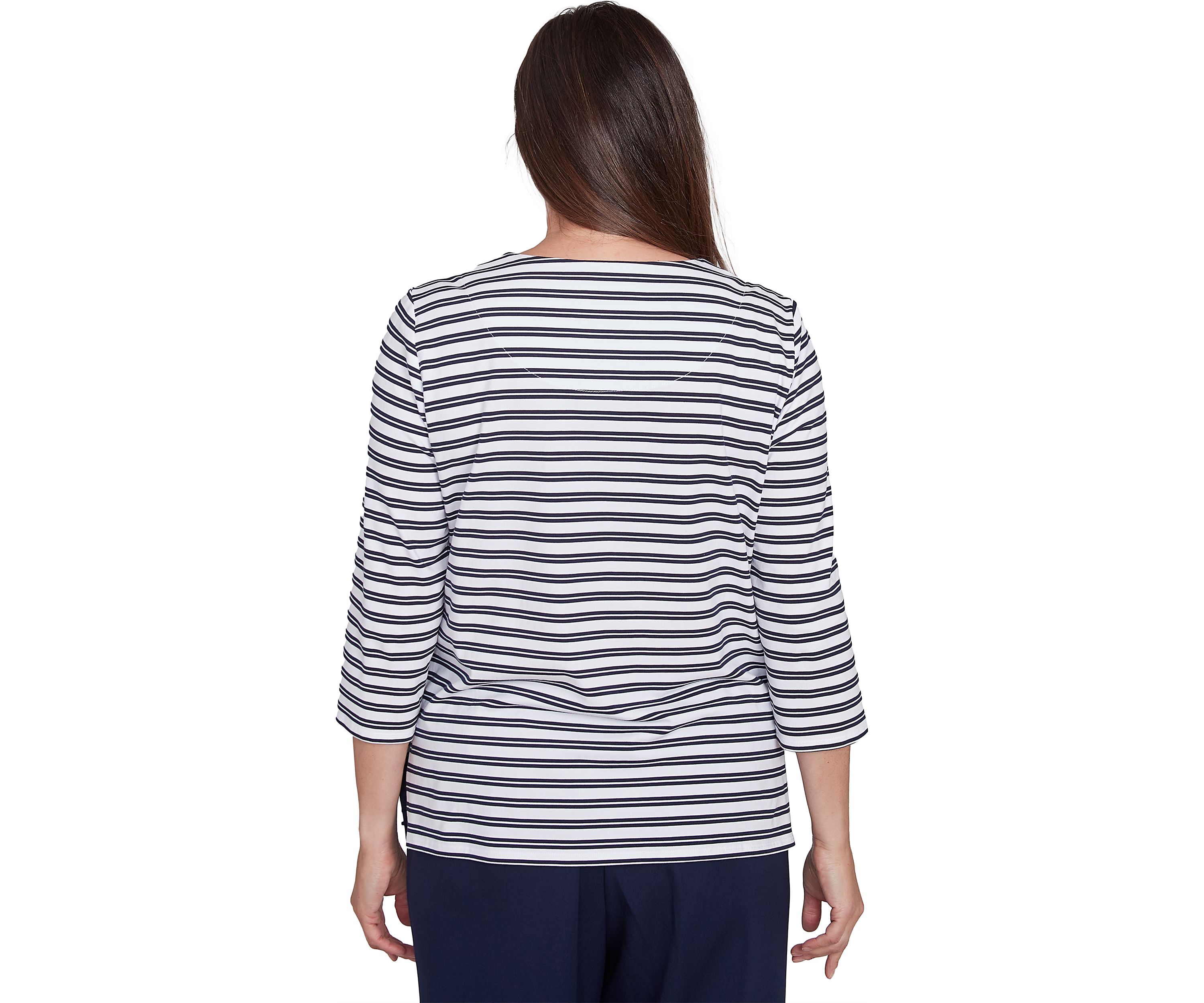 Petite Block Island Stripe with Embroidered Yoke Top 
