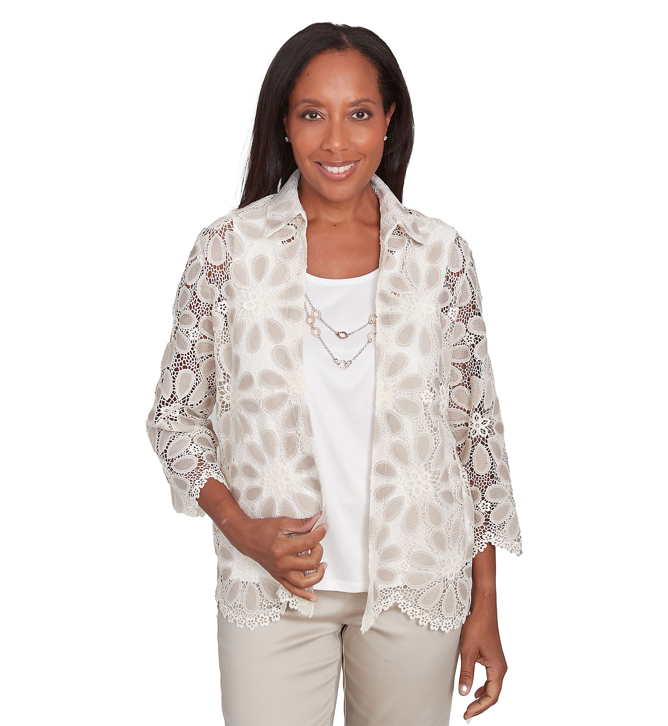 Womens Medallion Lace 2 in 1 Top