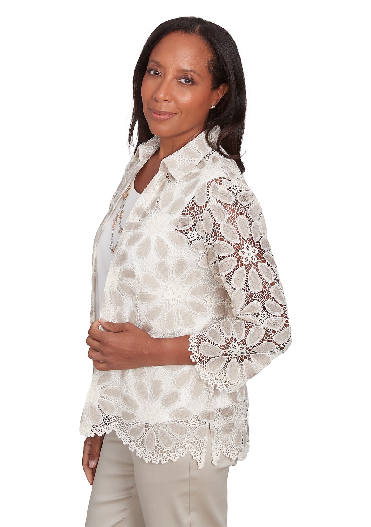 Womens Medallion Lace 2 in 1 Top