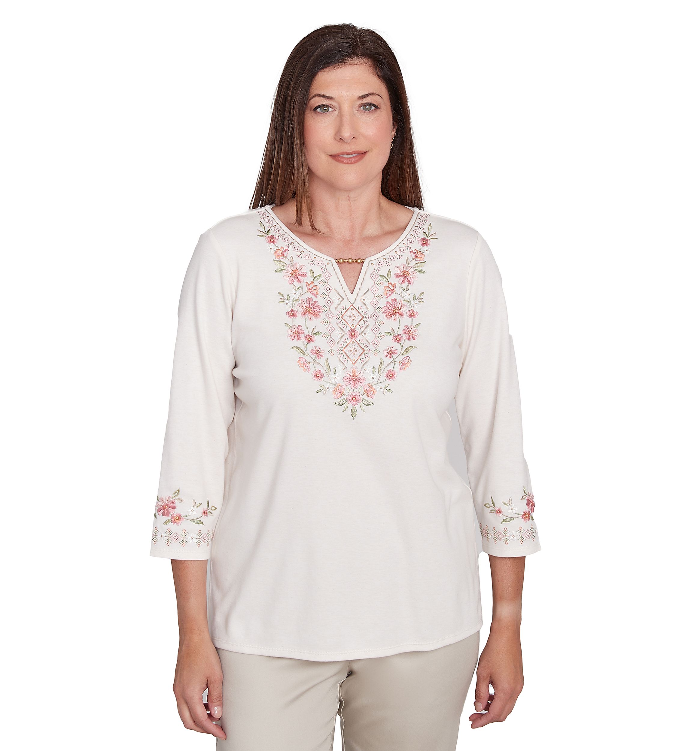 Womens Yoke Embroidery Top