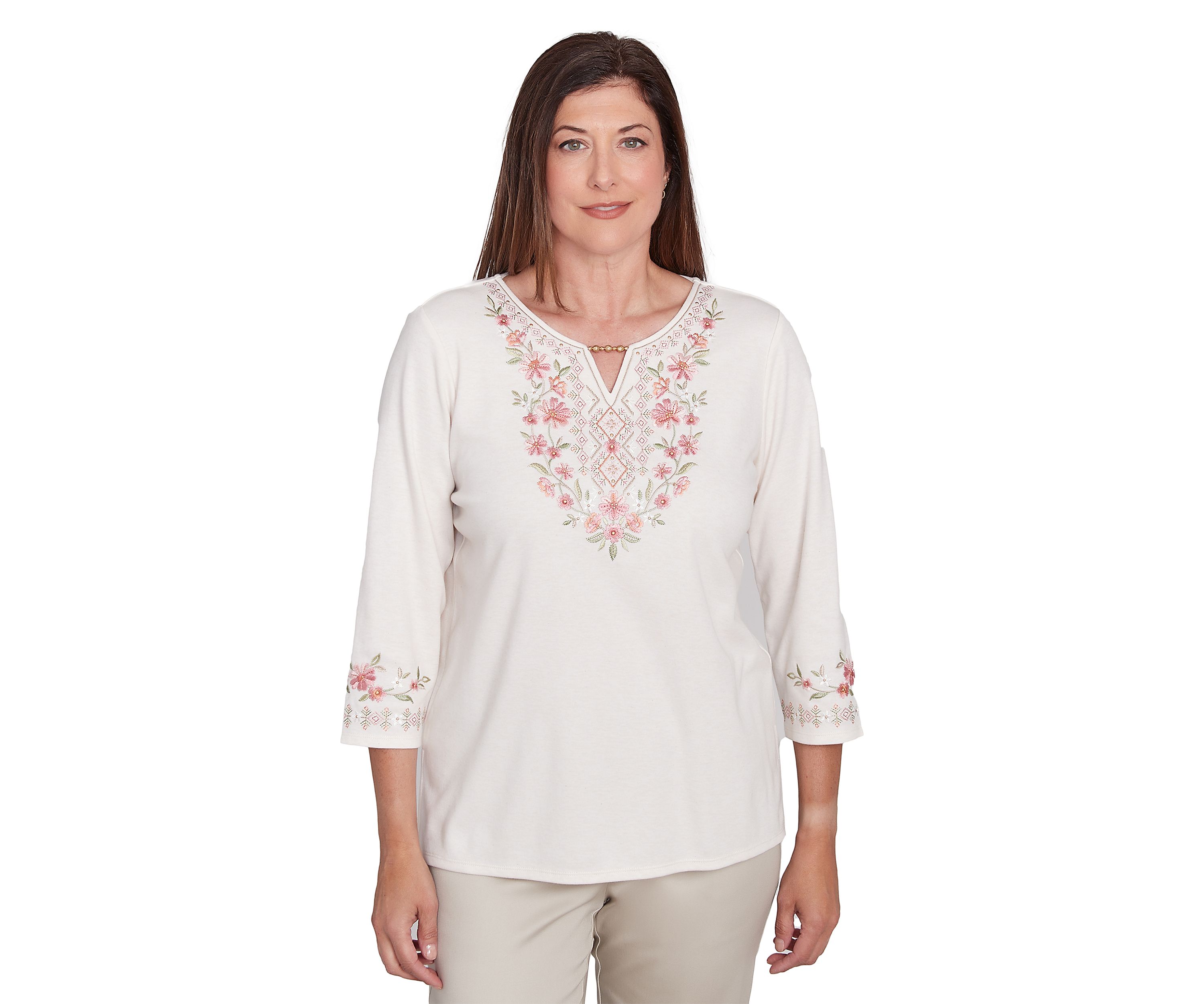 Womens Yoke Embroidery Top
