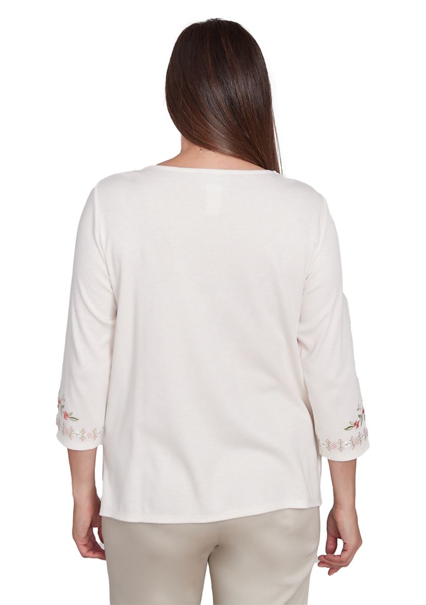 Womens Yoke Embroidery Top