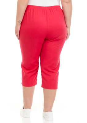 Alfred Dunner Plus Size Happy Hour Microfiber Twill Pull-On Capri