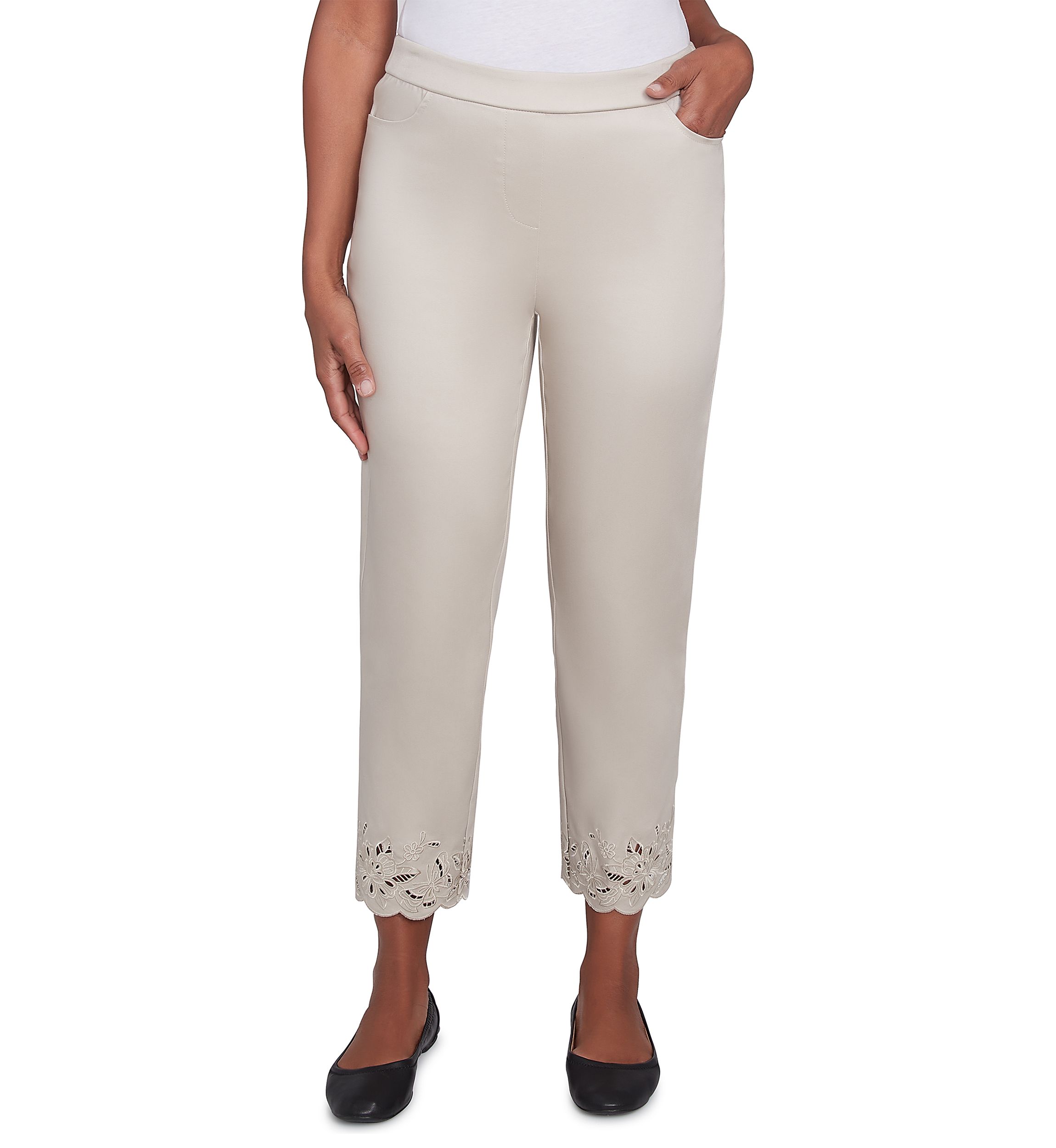 Petite Cut Out Floral Ankle Pants