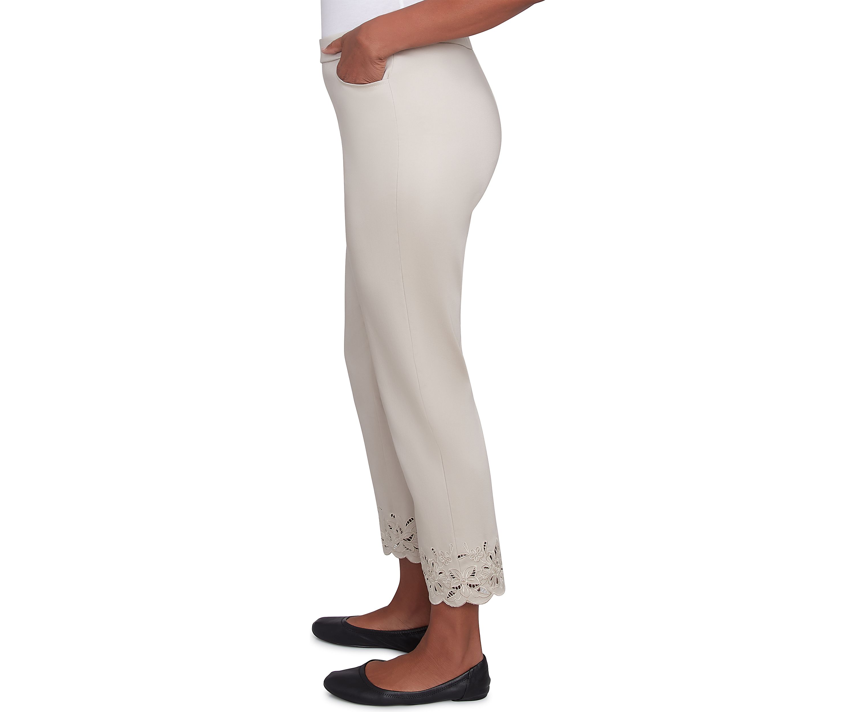Petite Cut Out Floral Ankle Pants