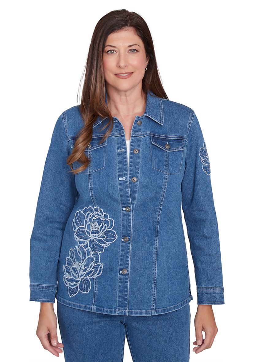 Womens Free Spirit Floral Appliqué Jacket