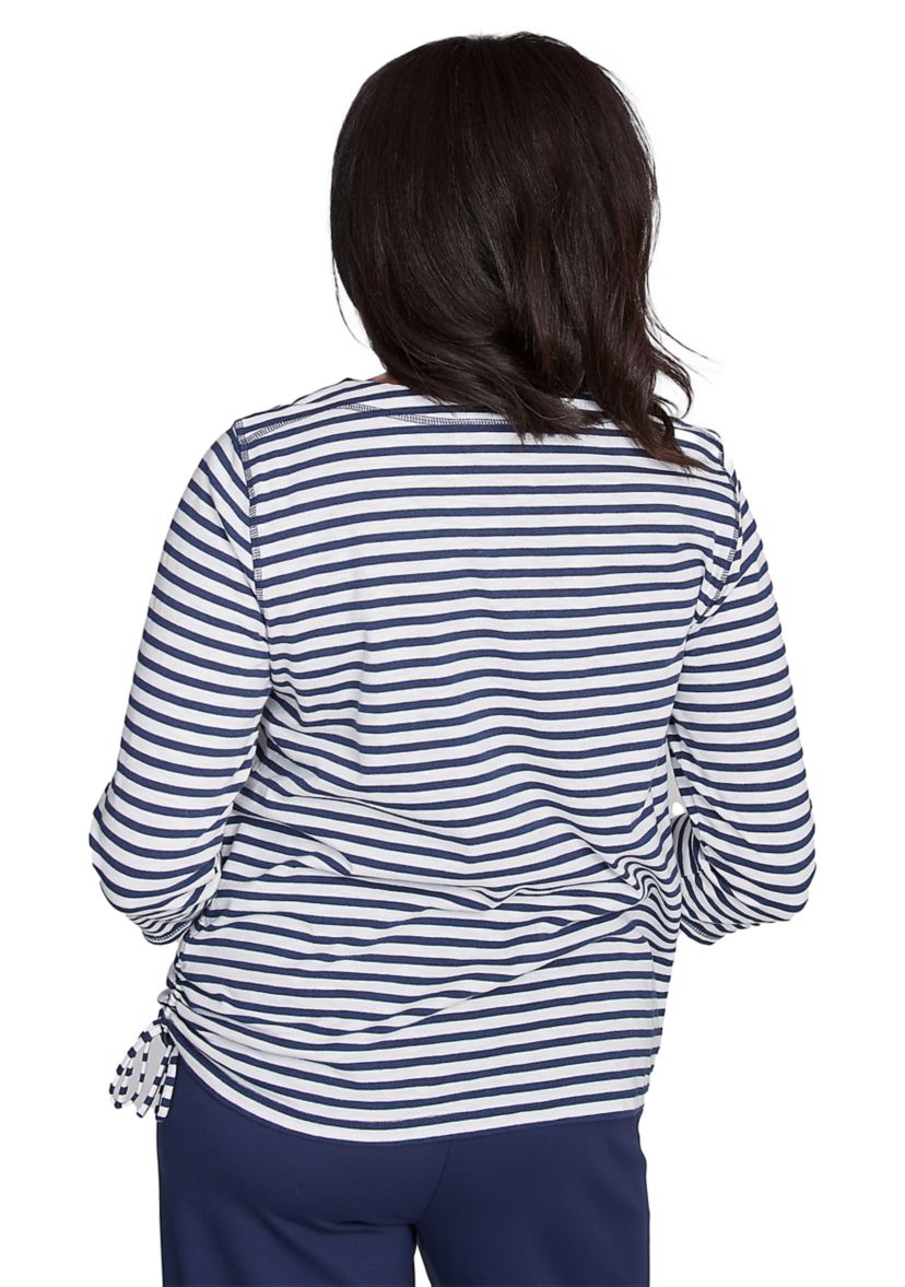 Womens Free Spirit Stripe Embroidered Butterflies Top