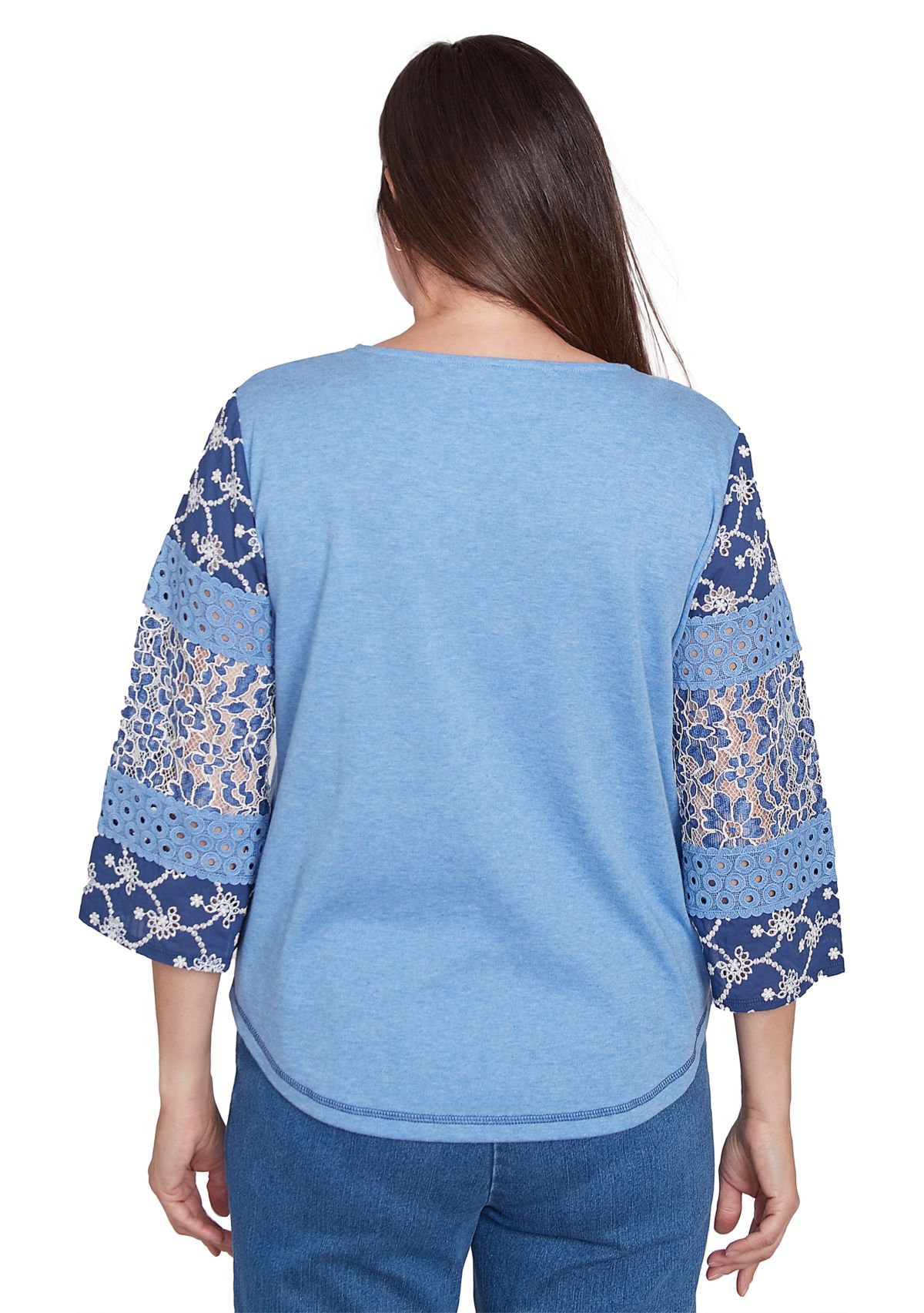 Womens Free Spirit Patchwork Sleeves Top with Necklace