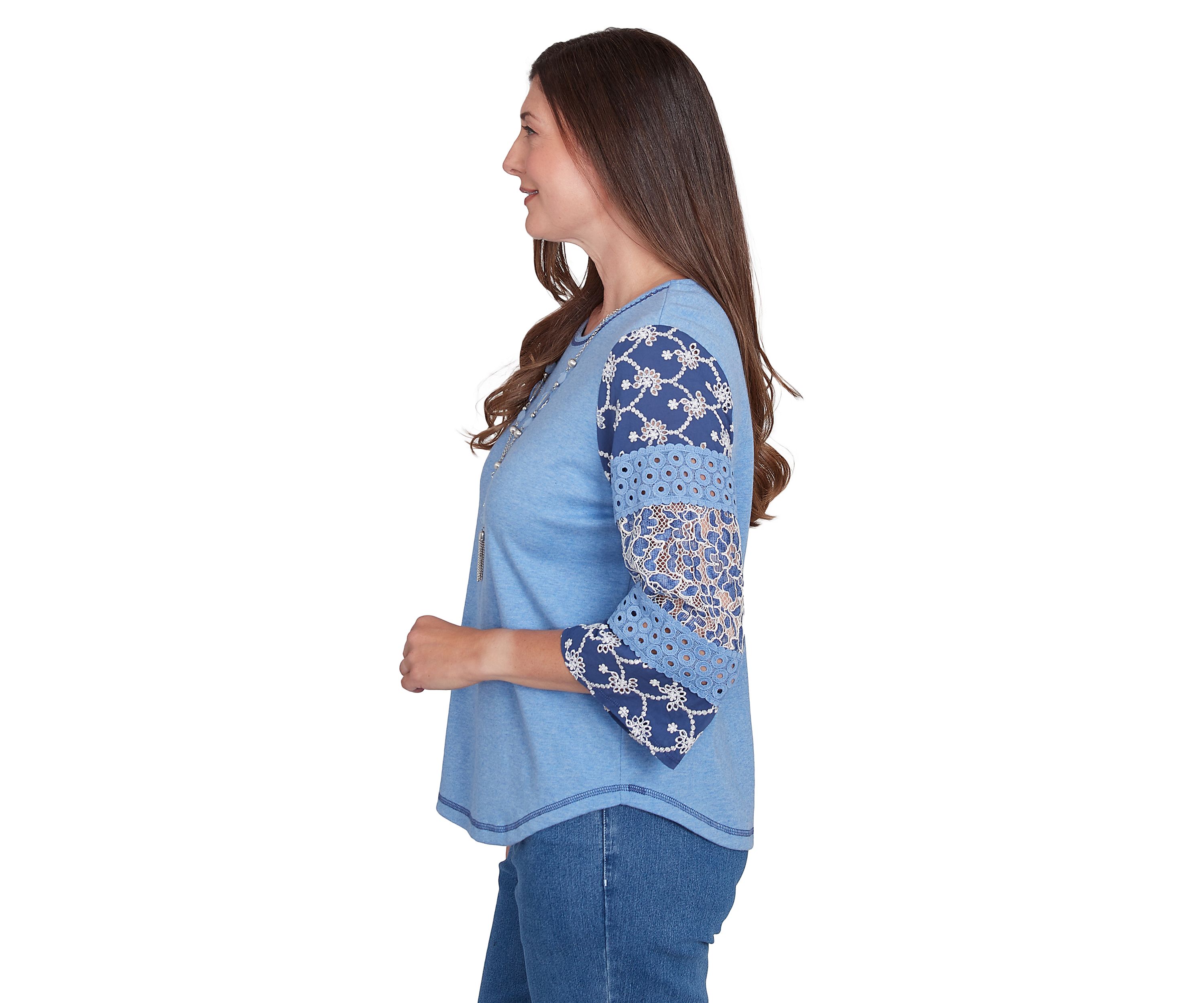Womens Free Spirit Patchwork Sleeves Top with Necklace