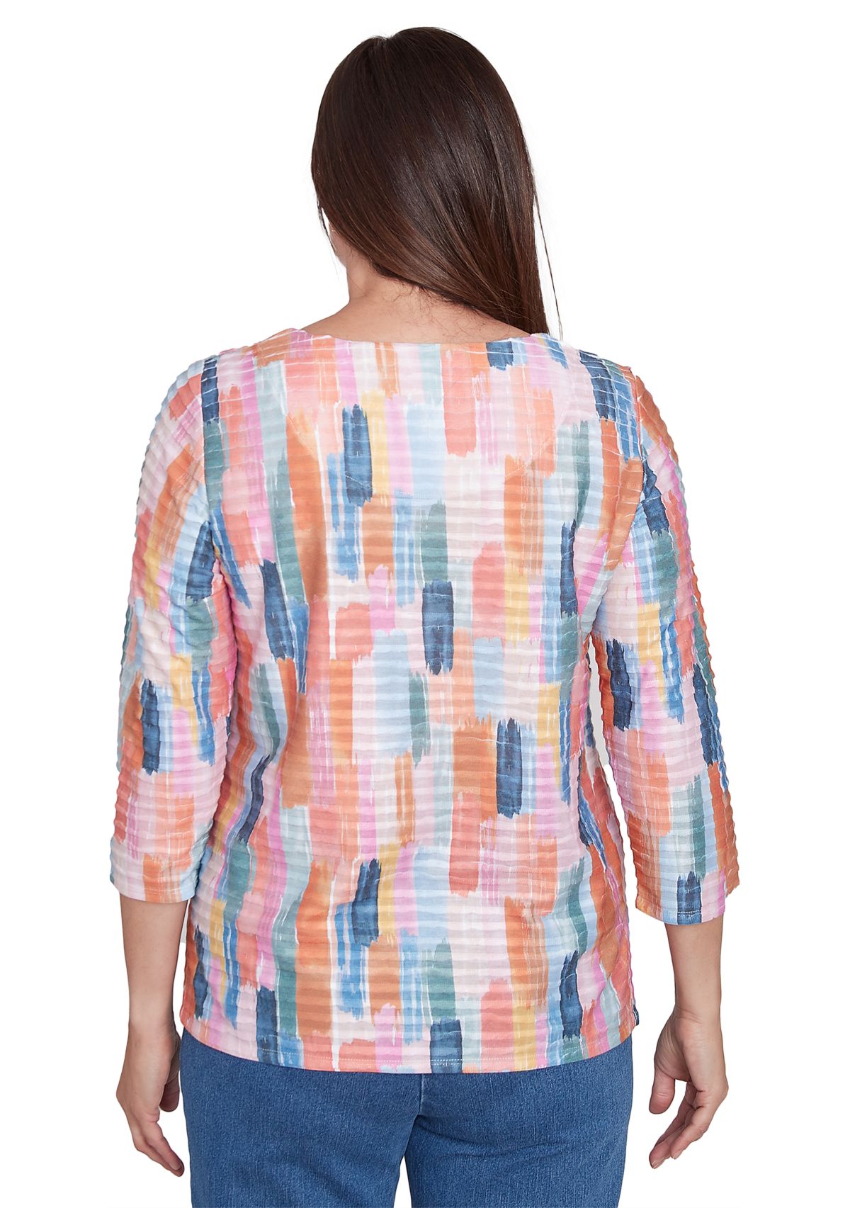 Womens Free Spirit Brushstrokes Mini Ruffle Top