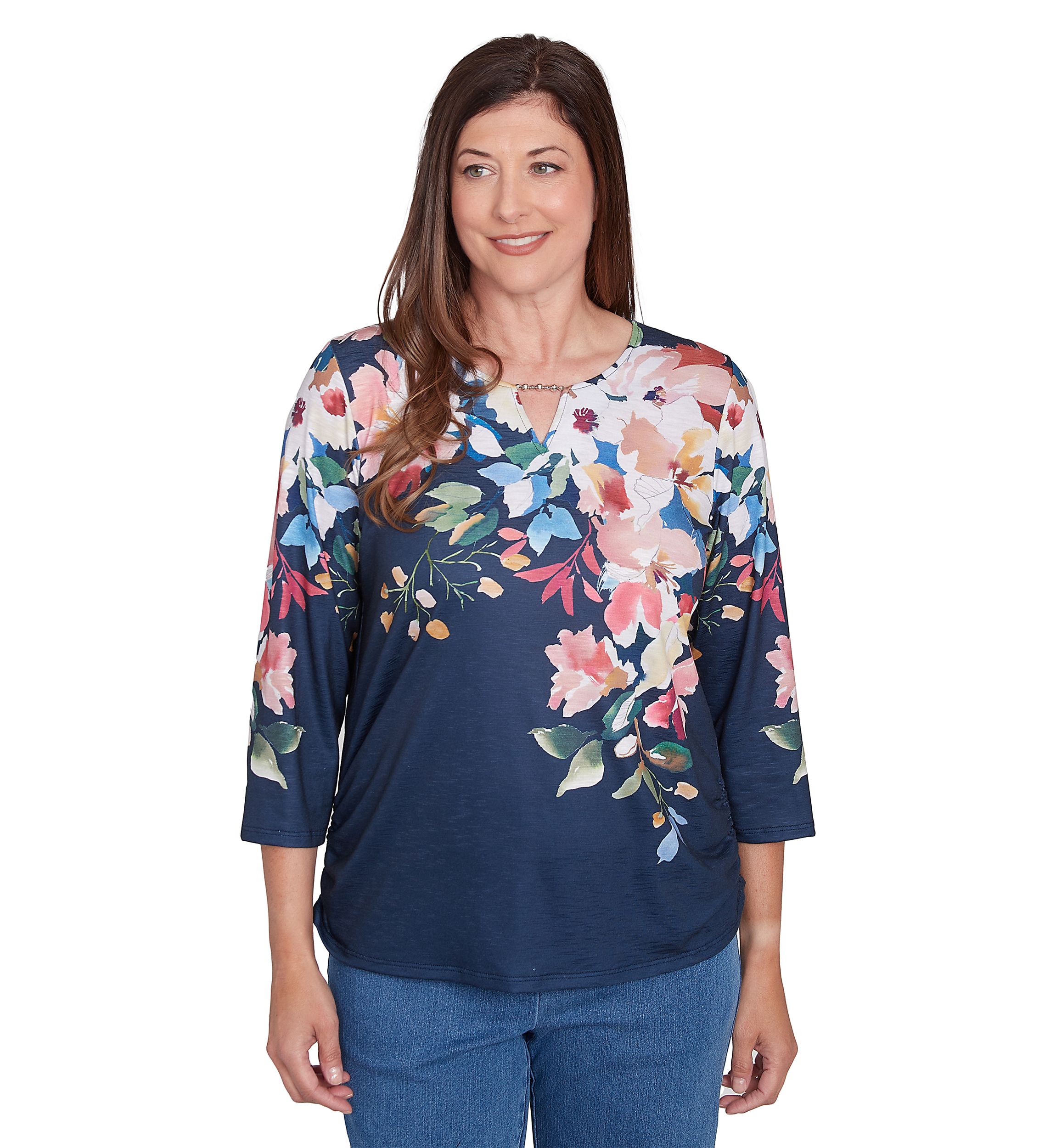 Womens Free Spirit Placed Yoke Floral Printed Top