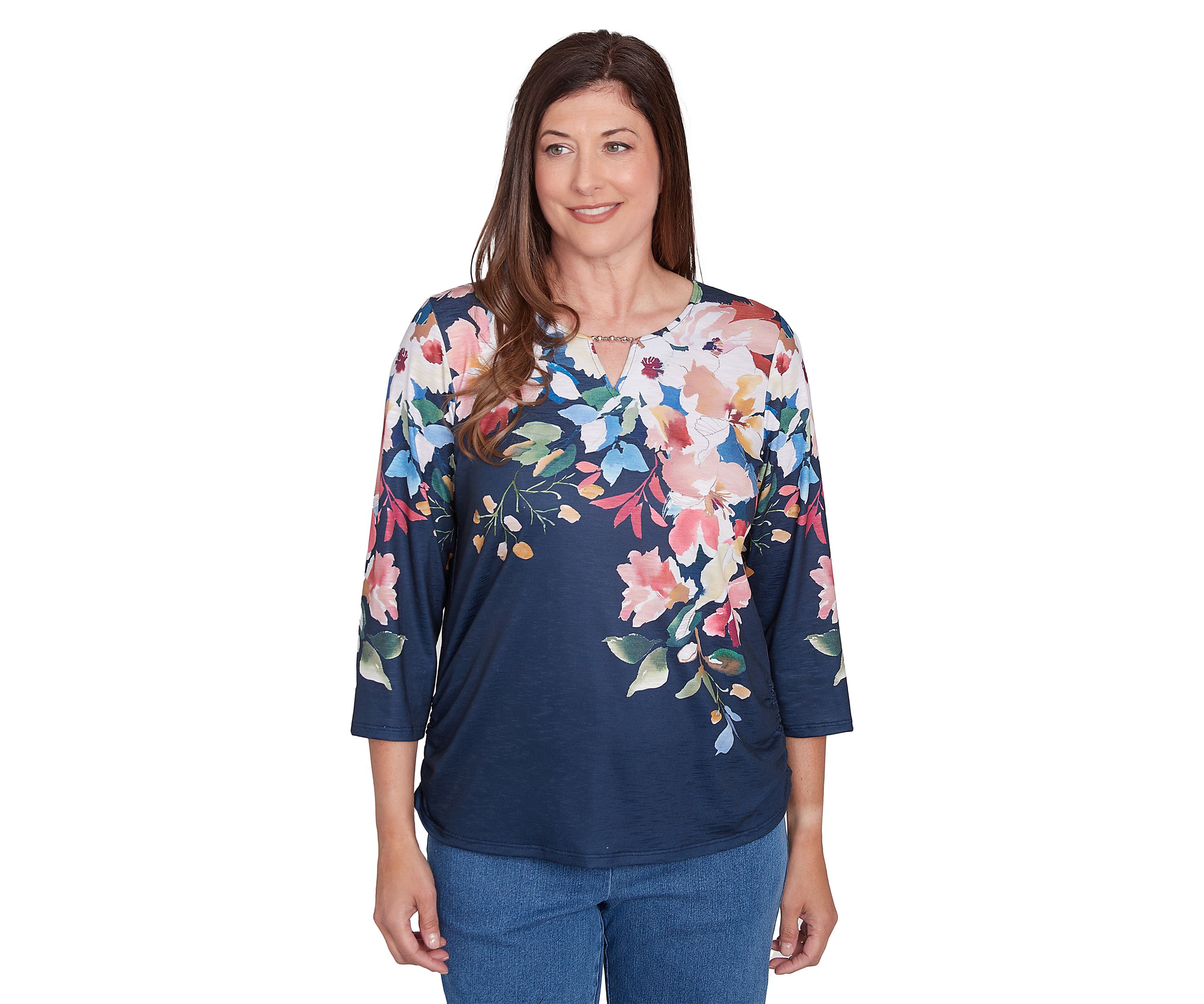 Womens Free Spirit Placed Yoke Floral Printed Top