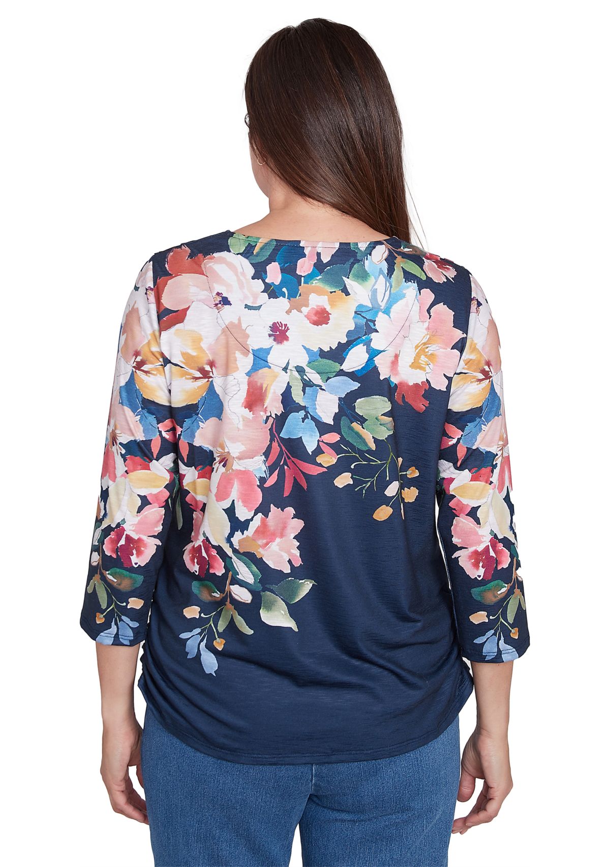 Womens Free Spirit Placed Yoke Floral Printed Top