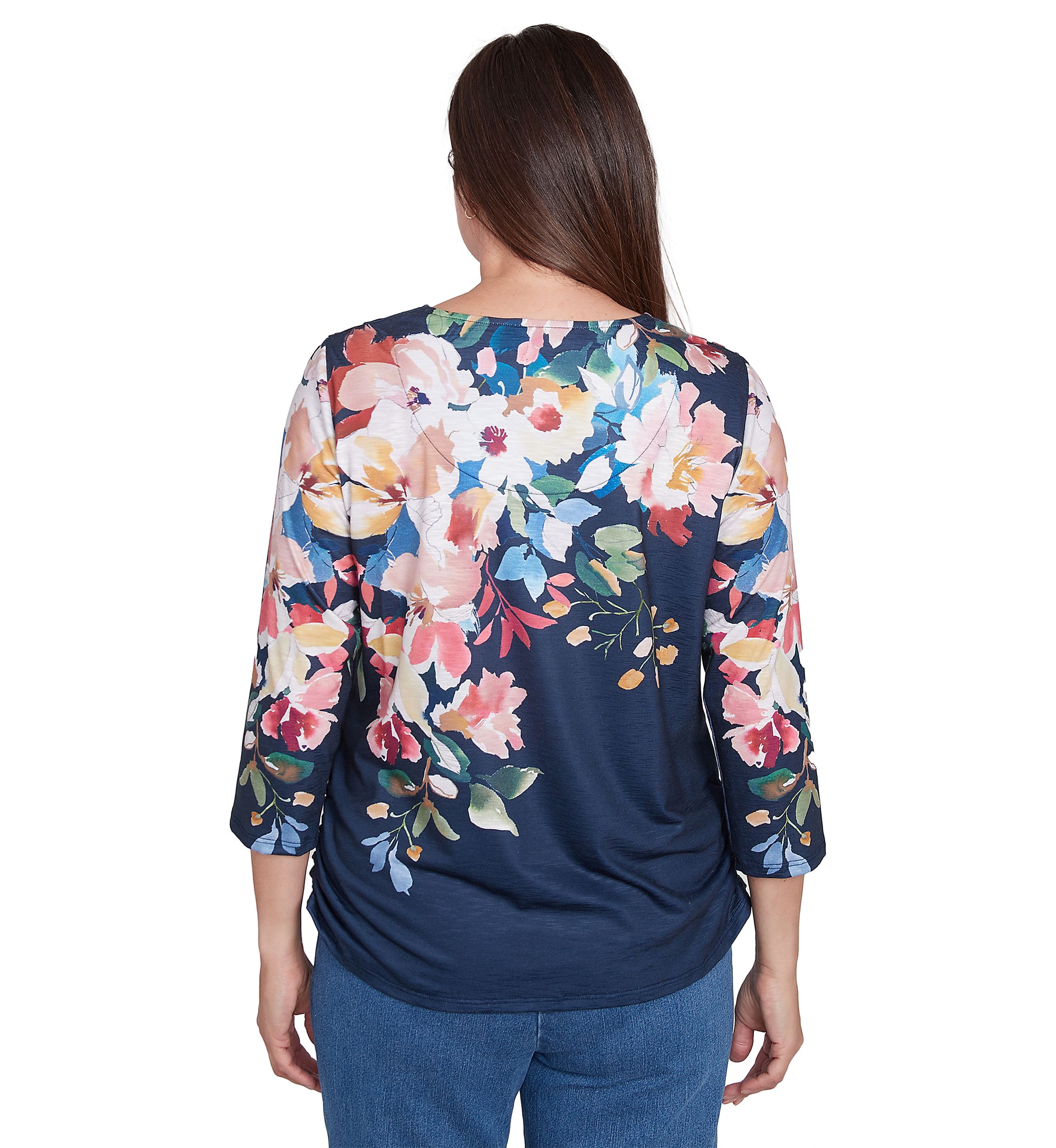 Womens Free Spirit Placed Yoke Floral Printed Top
