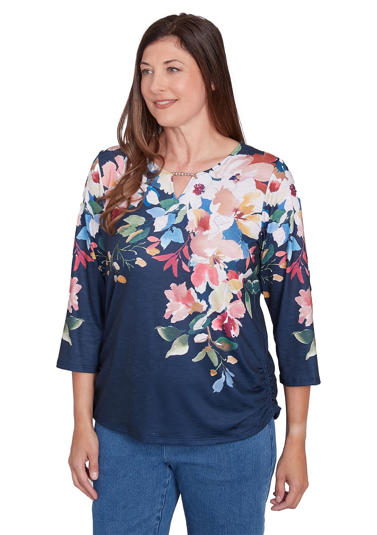 Womens Free Spirit Placed Yoke Floral Printed Top