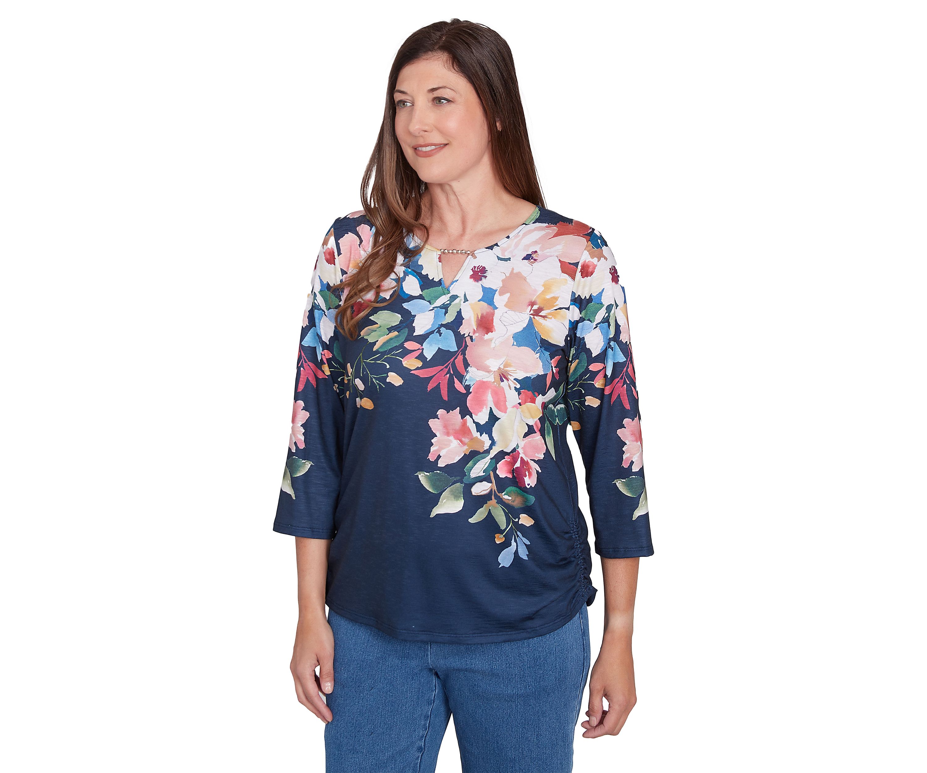 Womens Free Spirit Placed Yoke Floral Printed Top