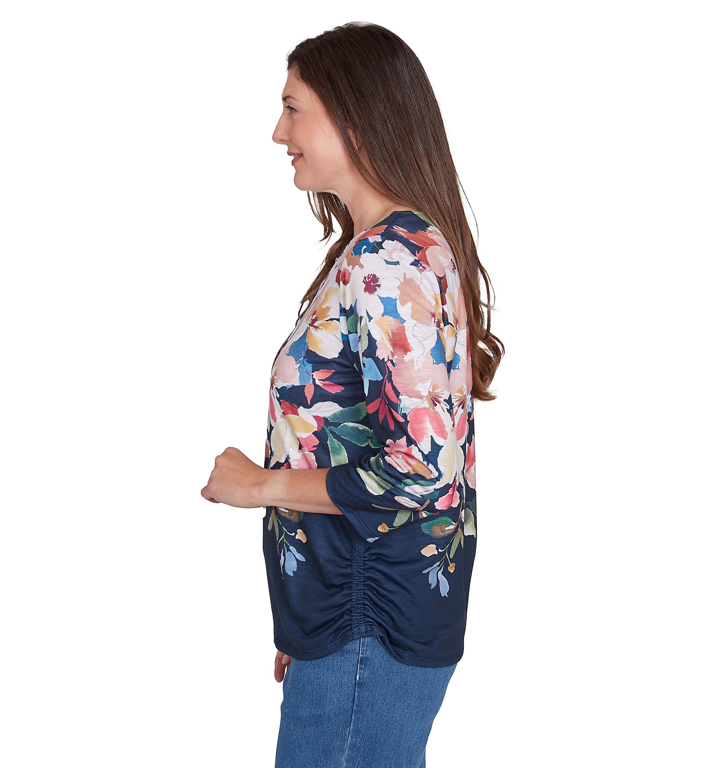 Womens Free Spirit Placed Yoke Floral Printed Top