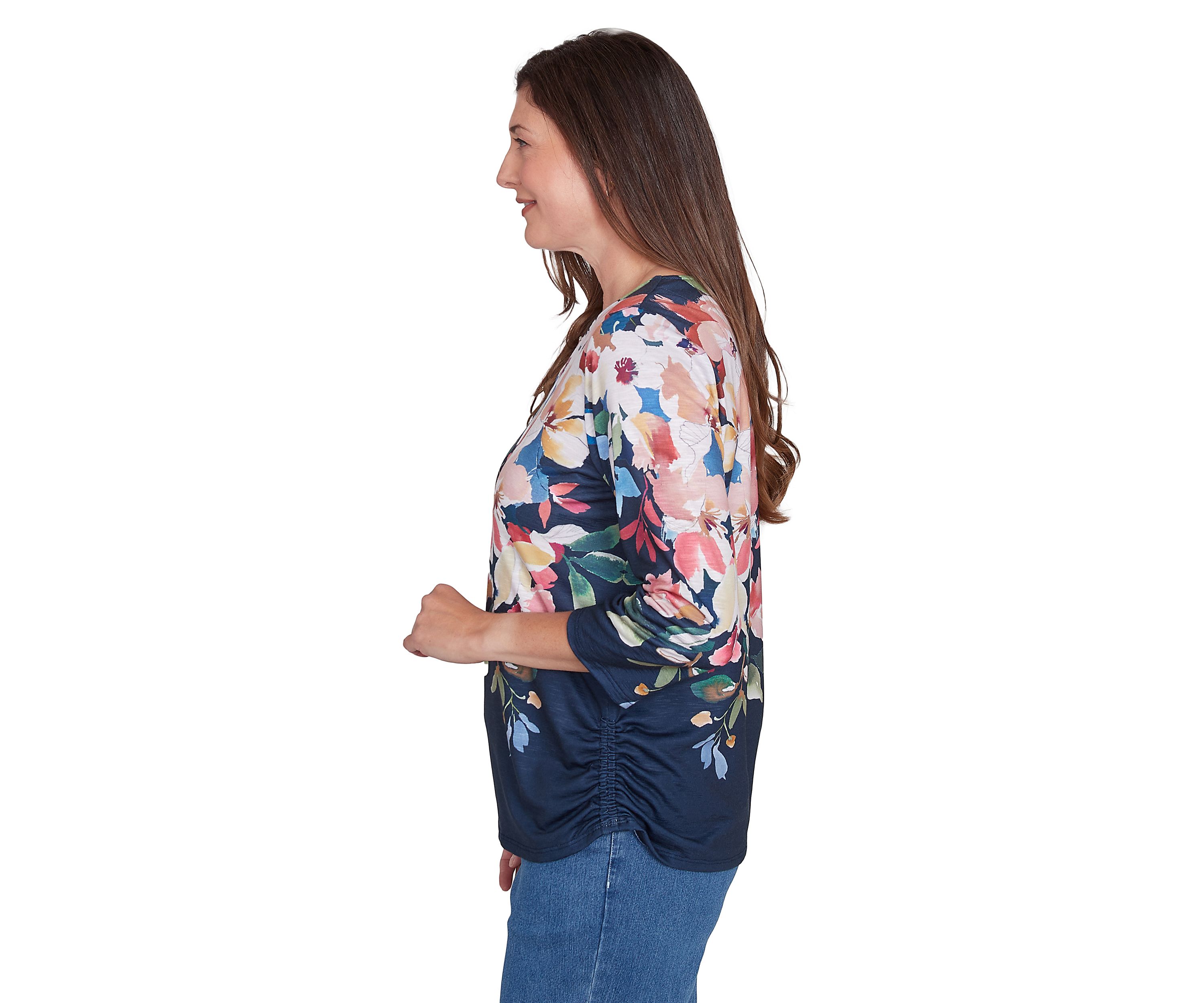 Womens Free Spirit Placed Yoke Floral Printed Top
