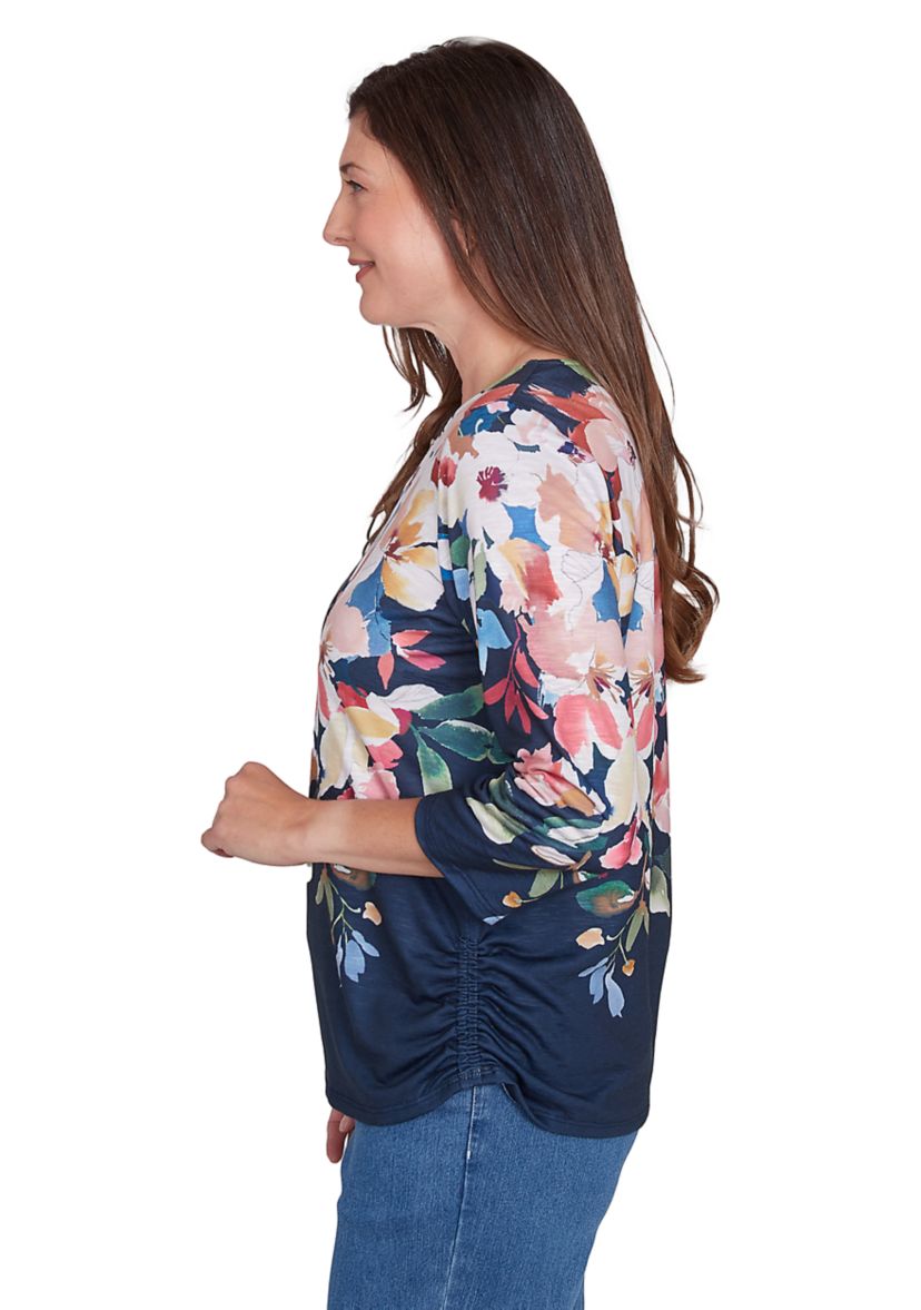 Womens Free Spirit Placed Yoke Floral Printed Top