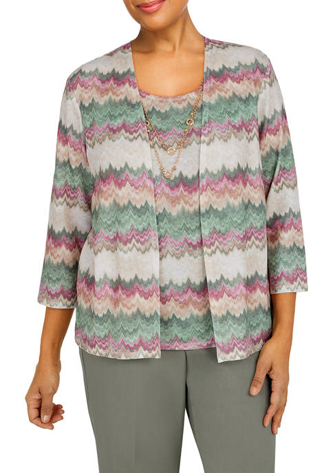 Womens Palm Desert Zigzag Two for One Knit Top